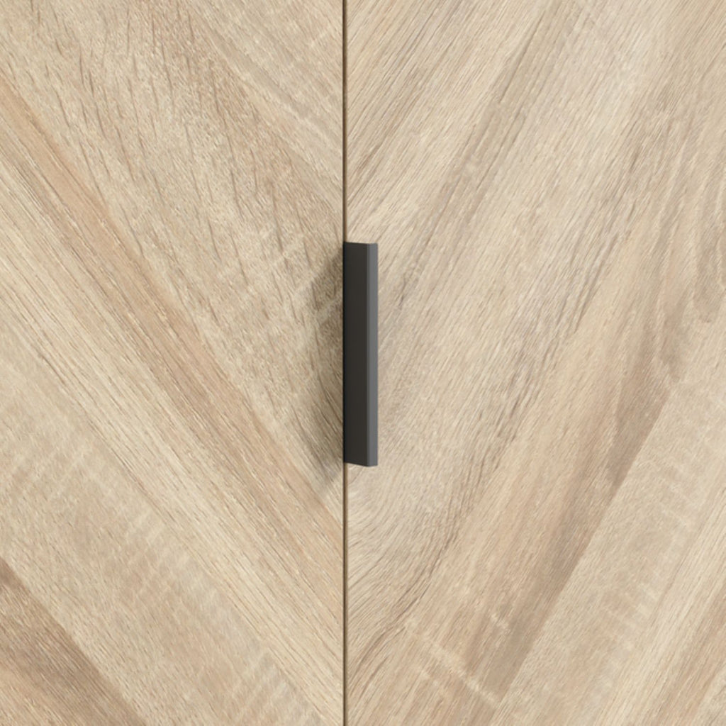 Light Oak Chevron 2 Door 2 Drawer Double Wardrobe with Matte Black Legs