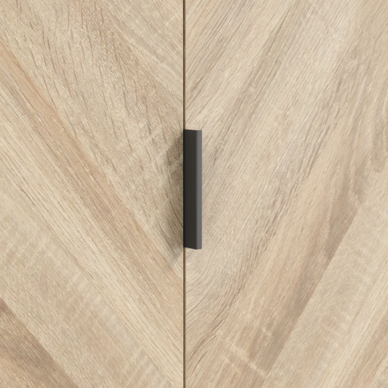 Light Oak Chevron 2 Door 2 Drawer Double Wardrobe with Matte Black Legs