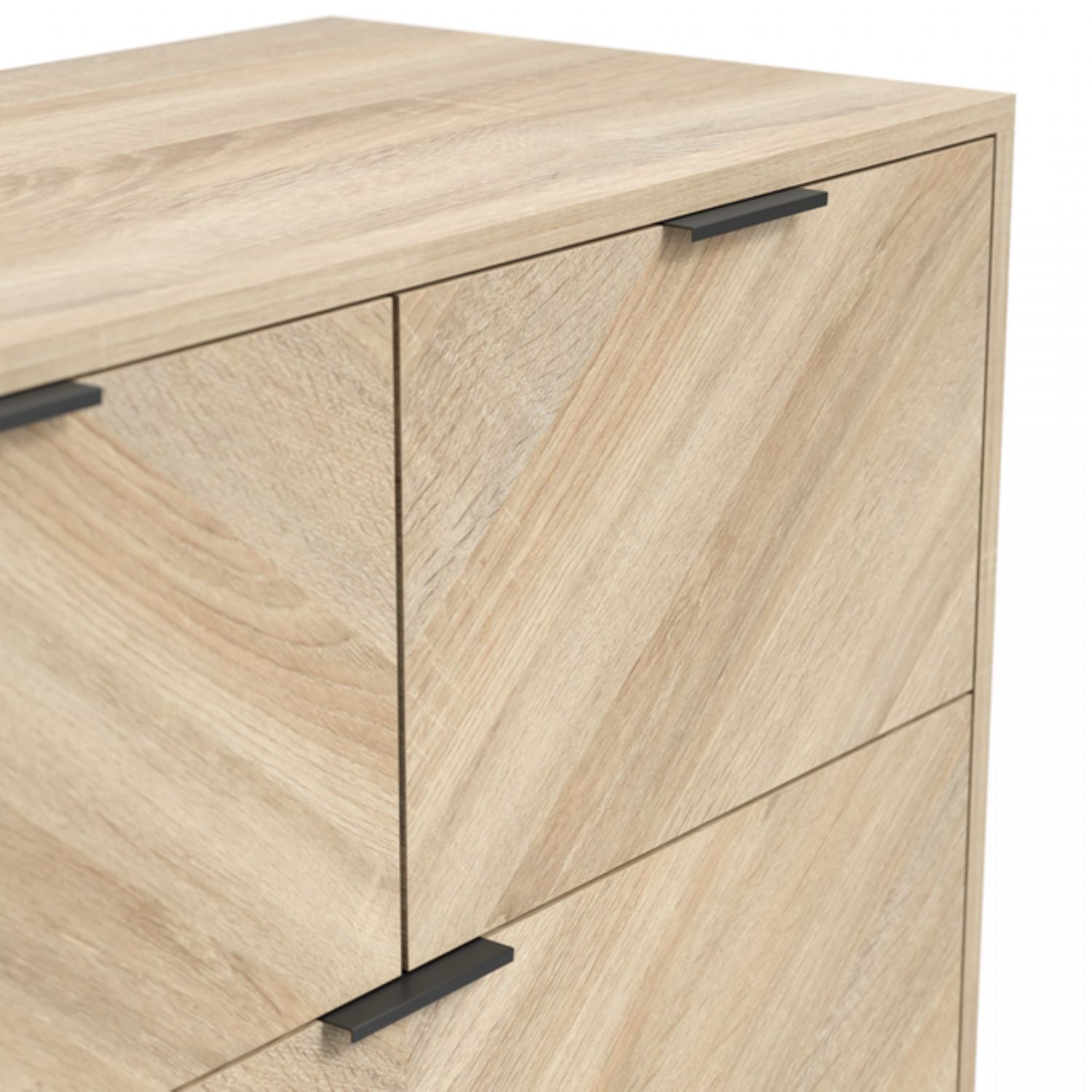 Light Oak Chevron Patterned Chest of 4 Drawers