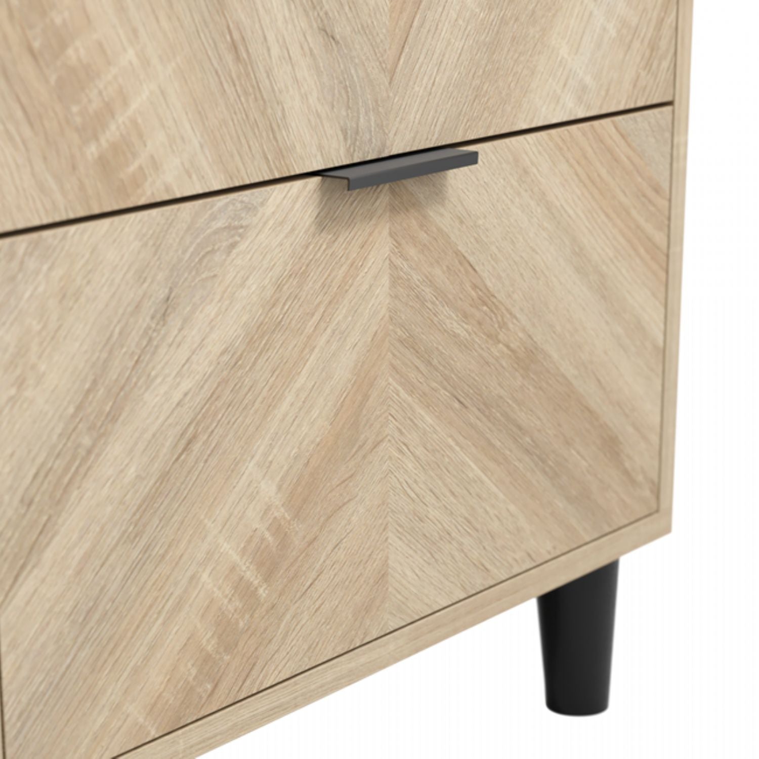 Light Chevron Oak 1 Door 1 Drawer Single Narrow Wardrobe