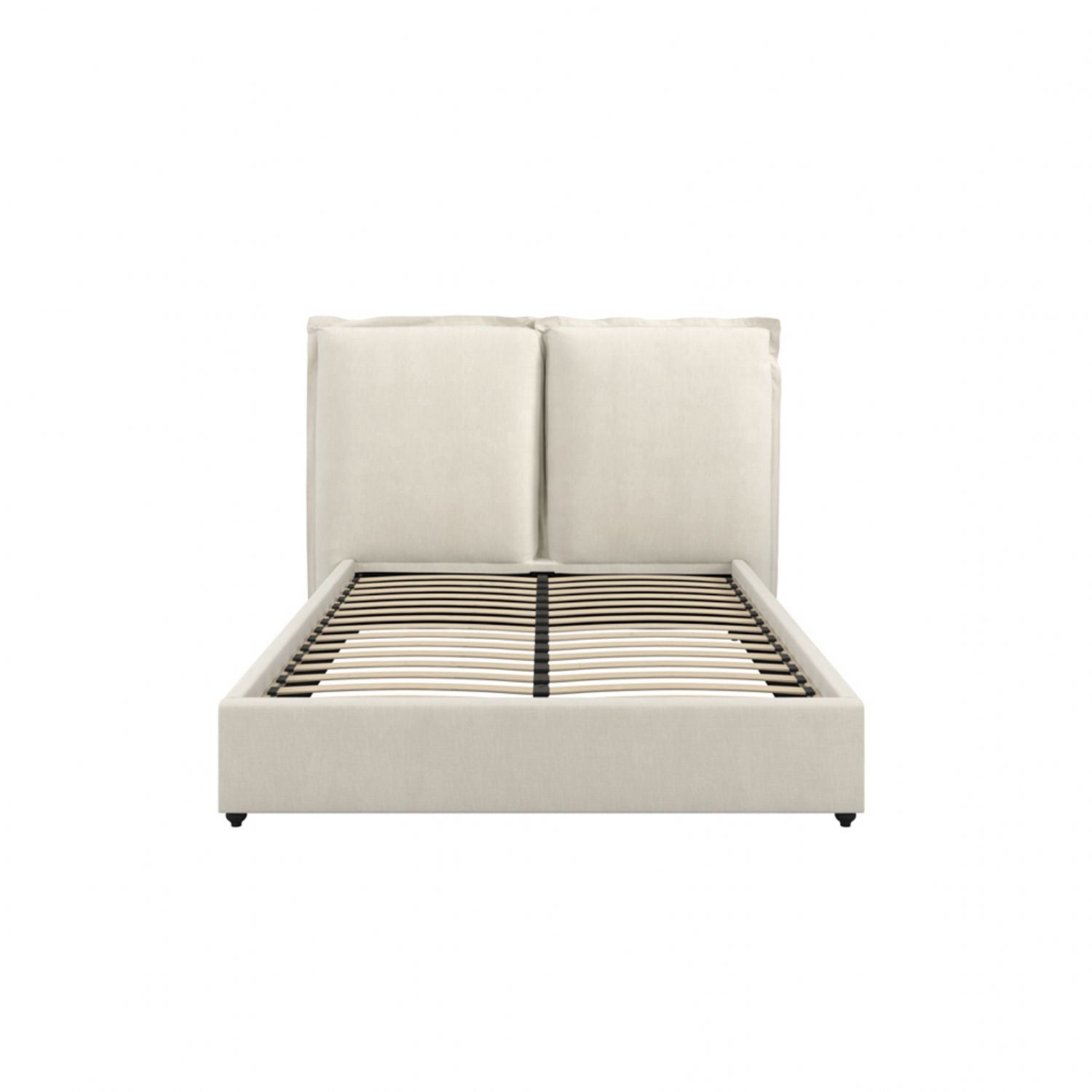 Ivory Linen Fabric Upholstery Double 135cm 4ft6 Bed