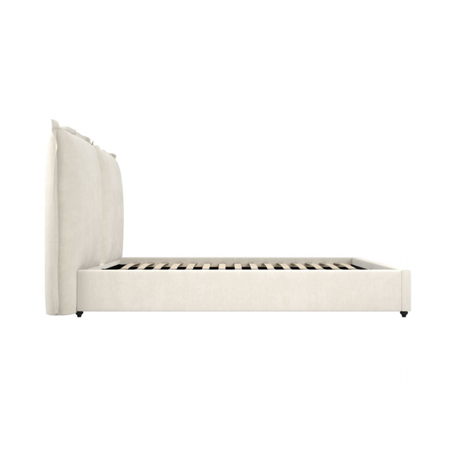 Ivory Linen Fabric Upholstery Double 135cm 4ft6 Bed