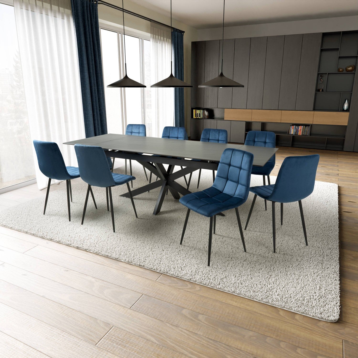 Vermont 1.6m 2.4m Extending Grey Dining Table