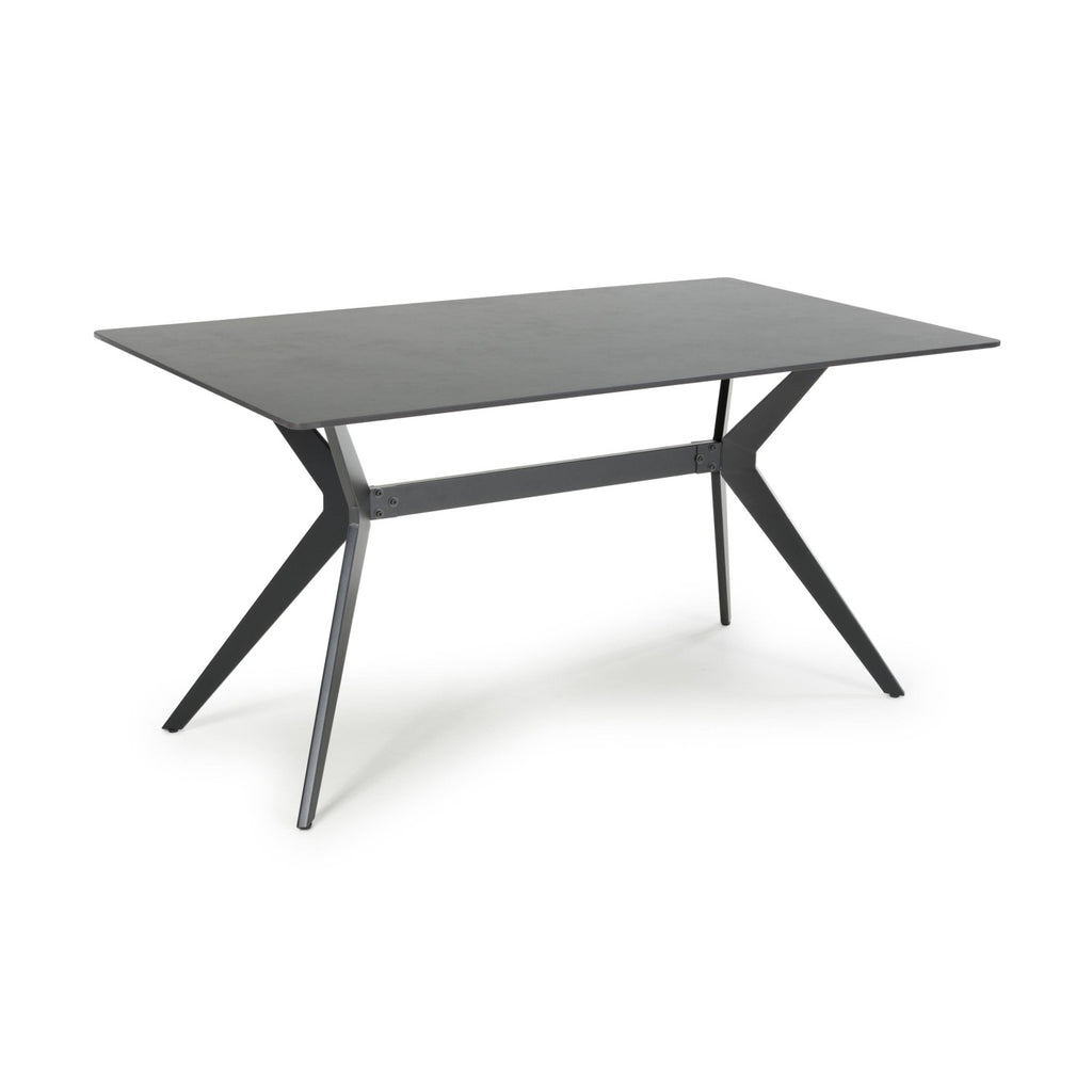 Dark Grey Sintered Effect 1.5m Dining Table with Black Base