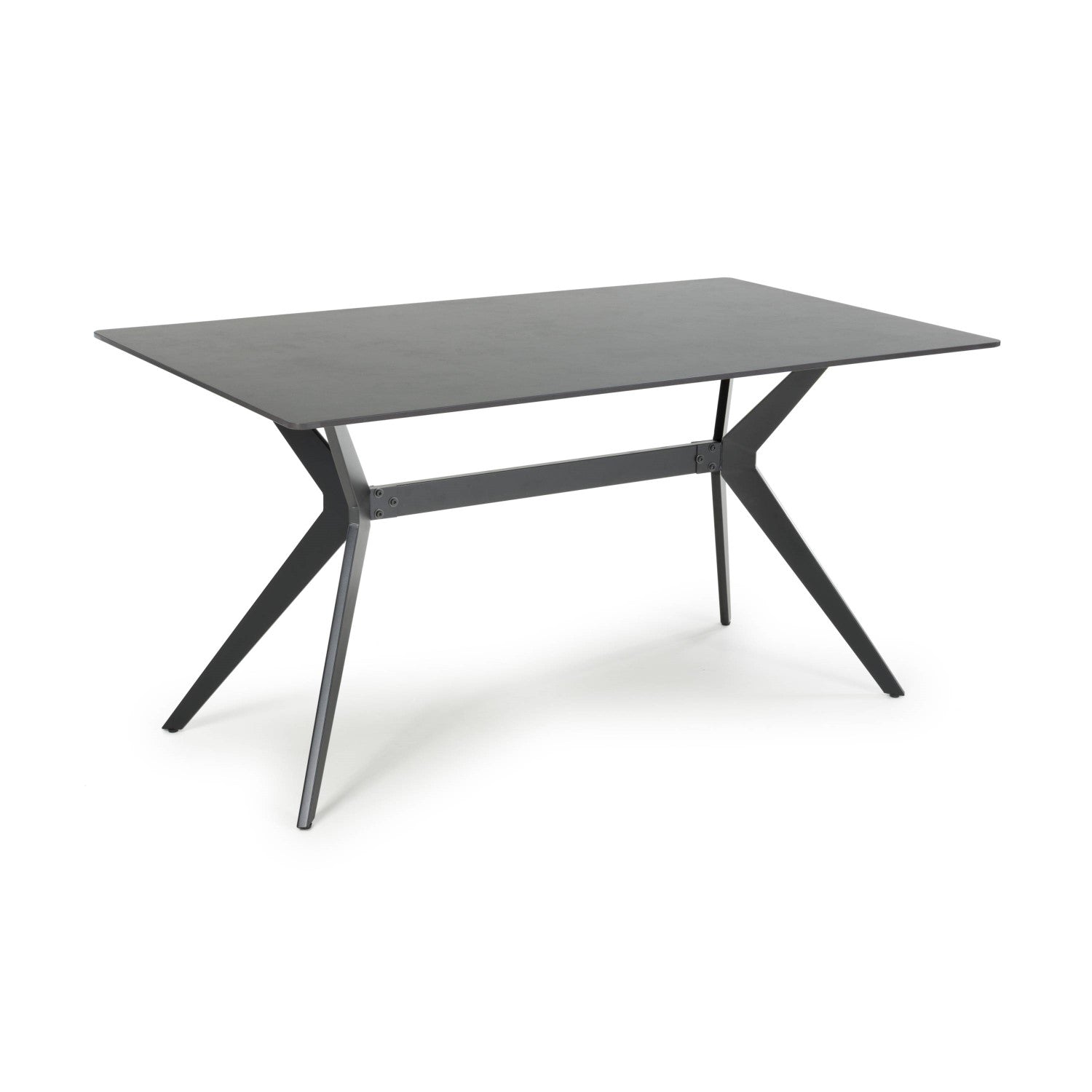 Dark Grey Sintered Effect 1.5m Dining Table with Black Base
