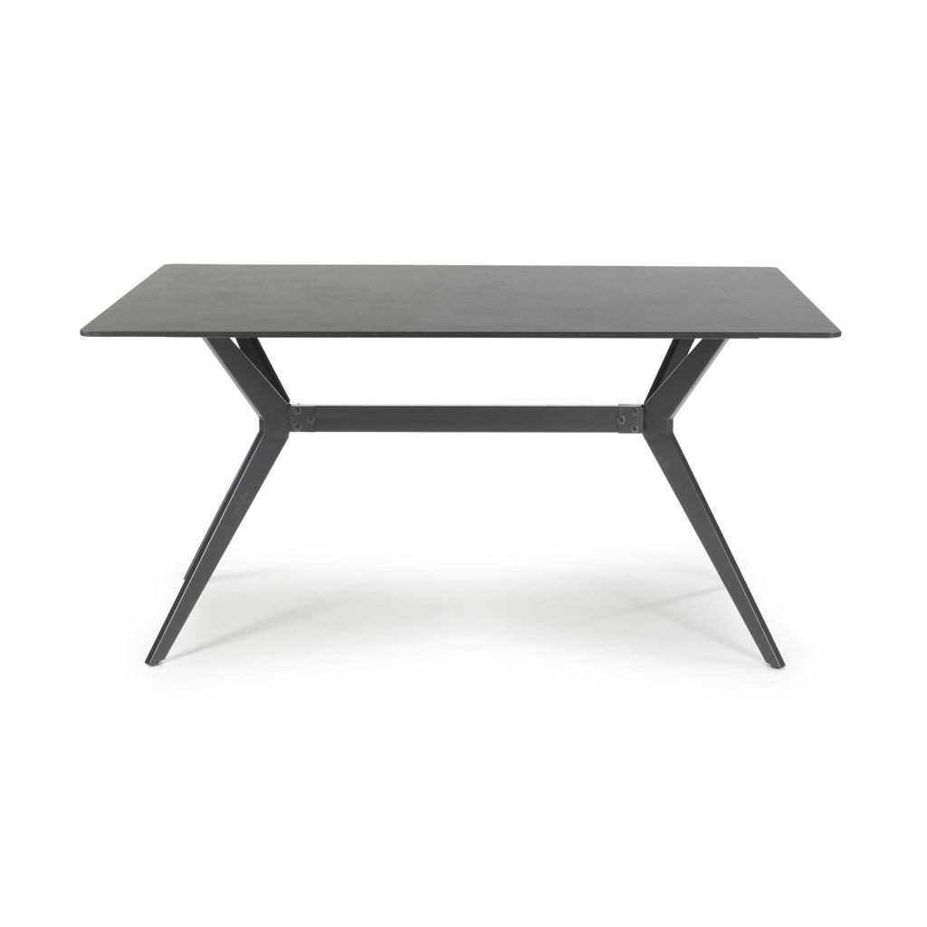 Dark Grey Sintered Effect 1.5m Dining Table with Black Base