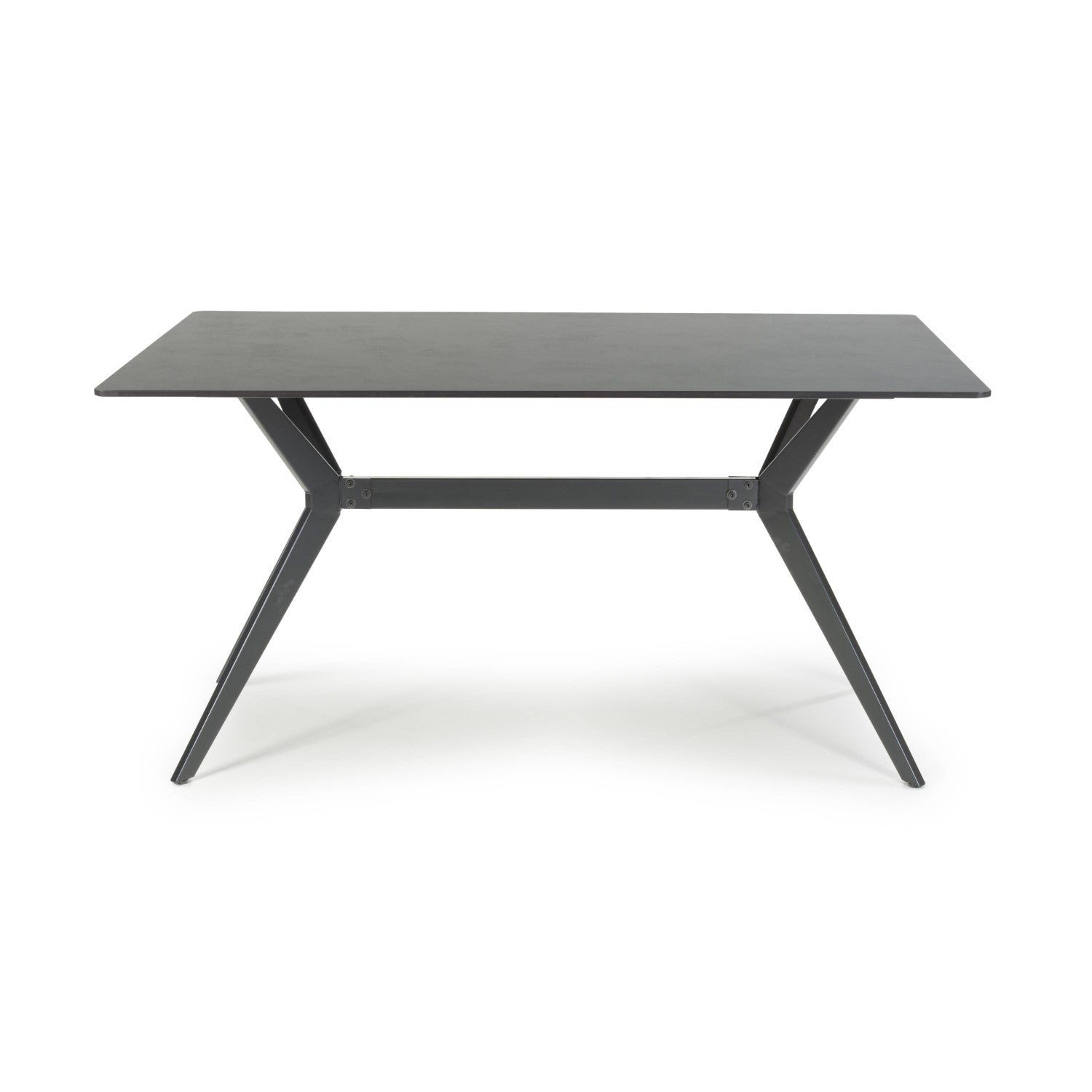 Dark Grey Sintered Effect 1.5m Dining Table with Black Base