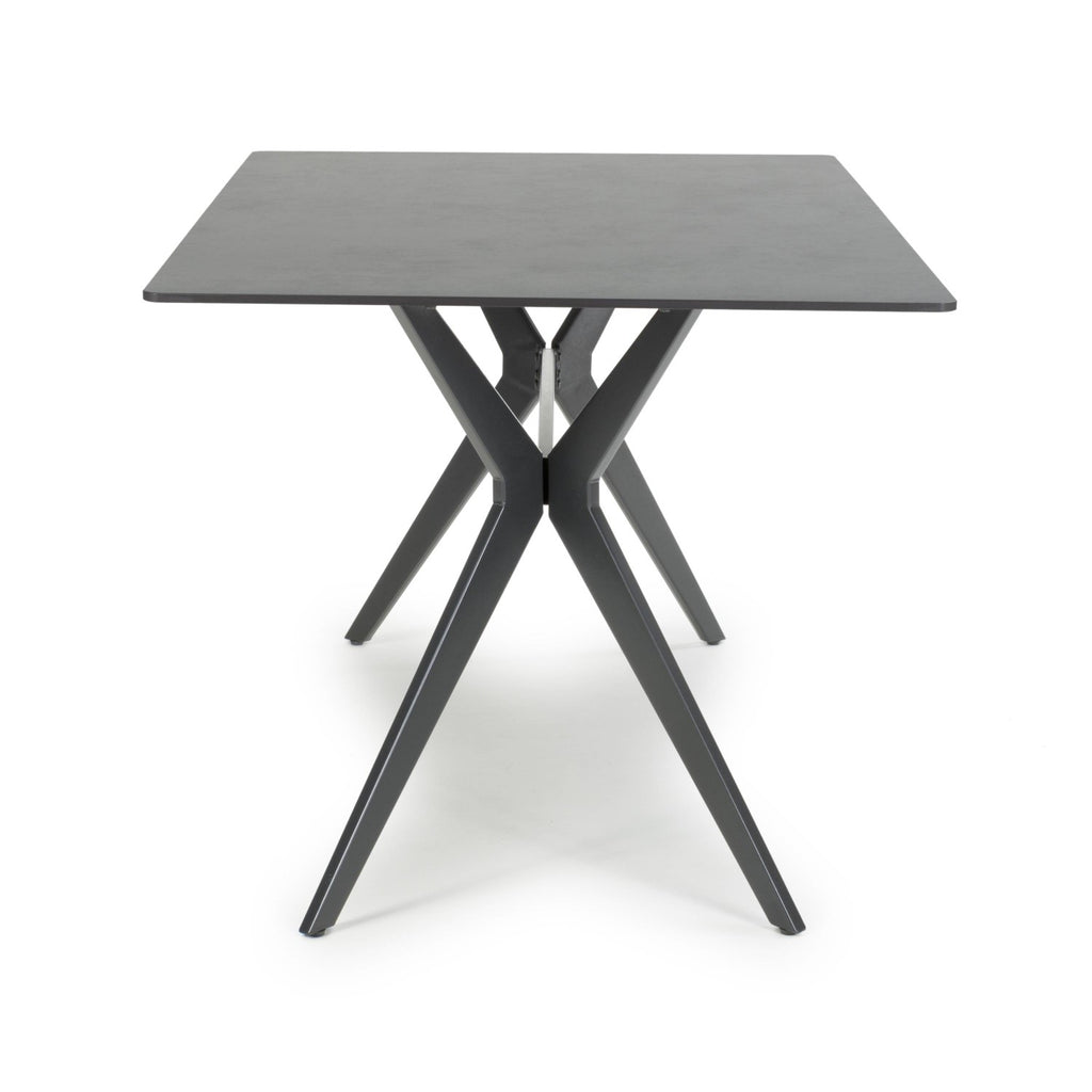 Dark Grey Sintered Effect 1.5m Dining Table with Black Base