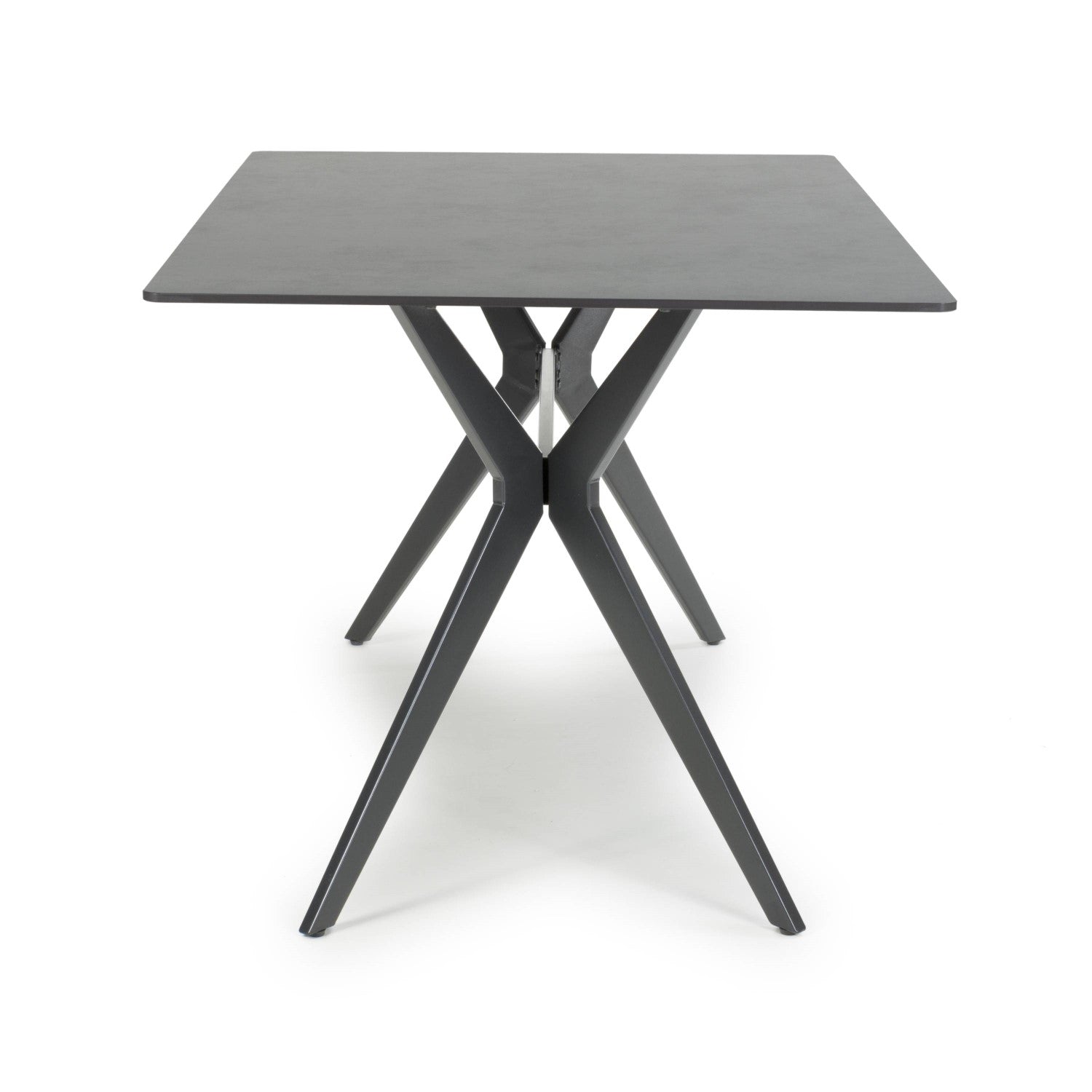 Dark Grey Sintered Effect 1.5m Dining Table with Black Base