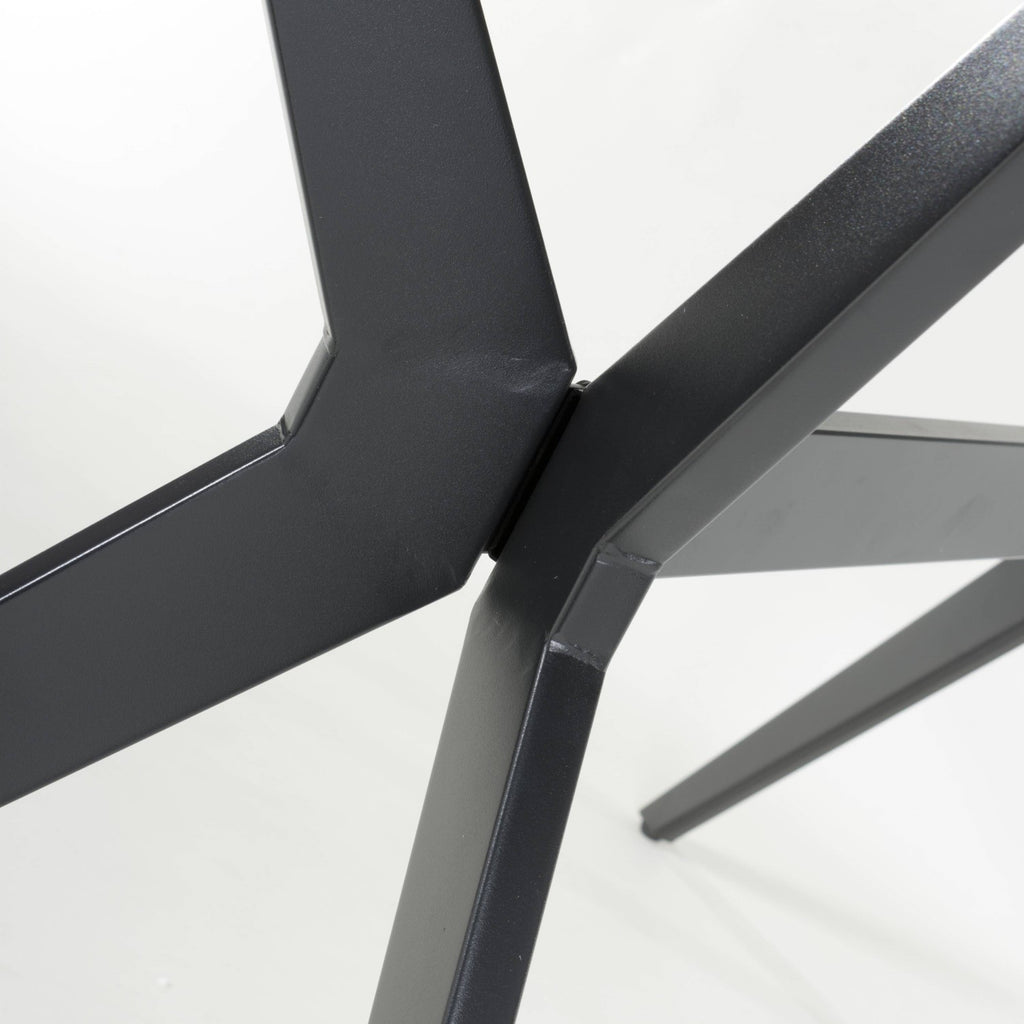 Dark Grey Sintered Effect 1.5m Dining Table with Black Base