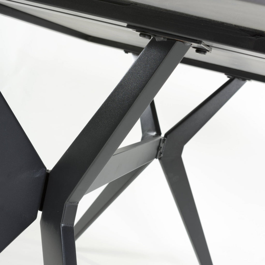 Dark Grey Sintered Effect 1.5m Dining Table with Black Base