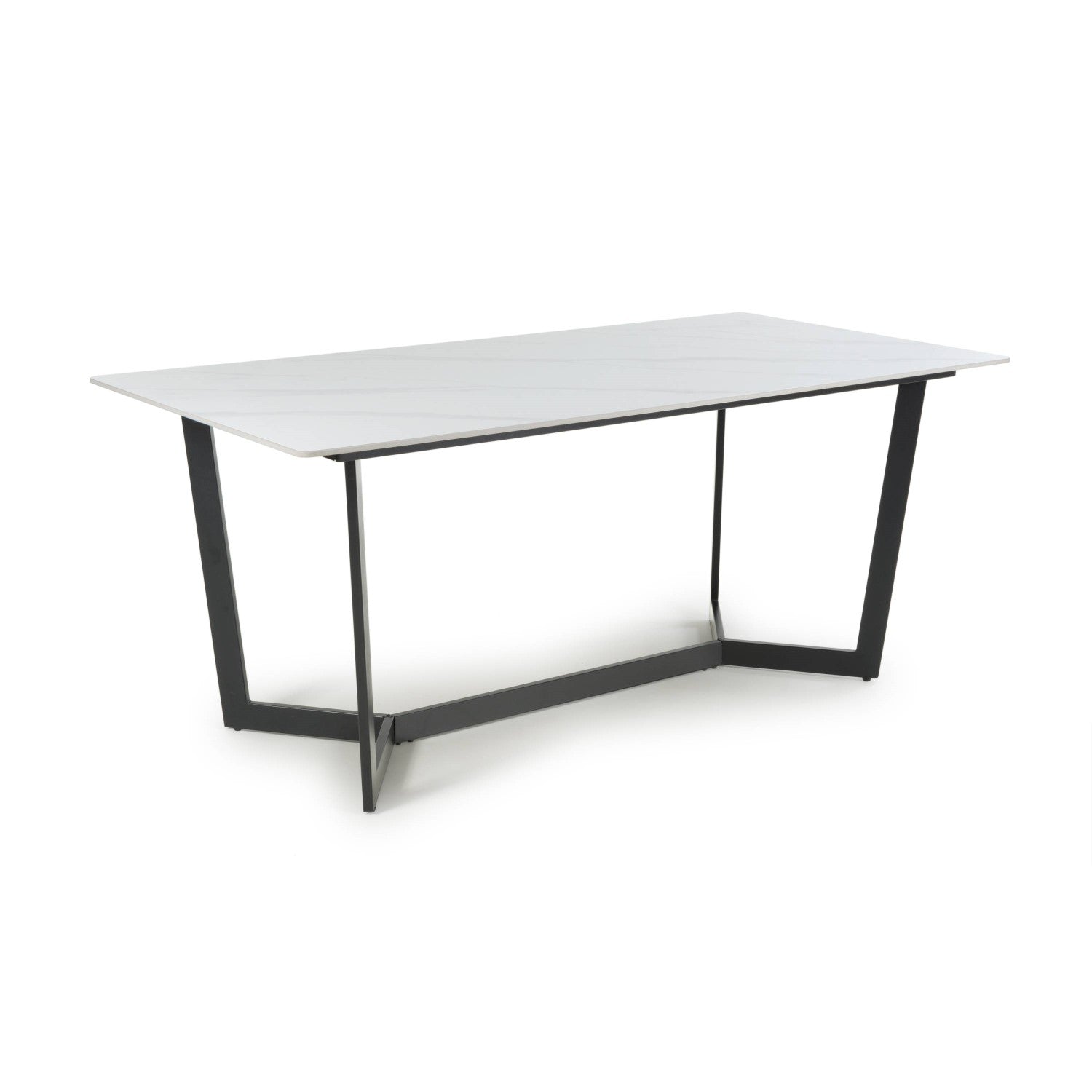 White Gloss 1.8m Large Dining Table with Geometric Base