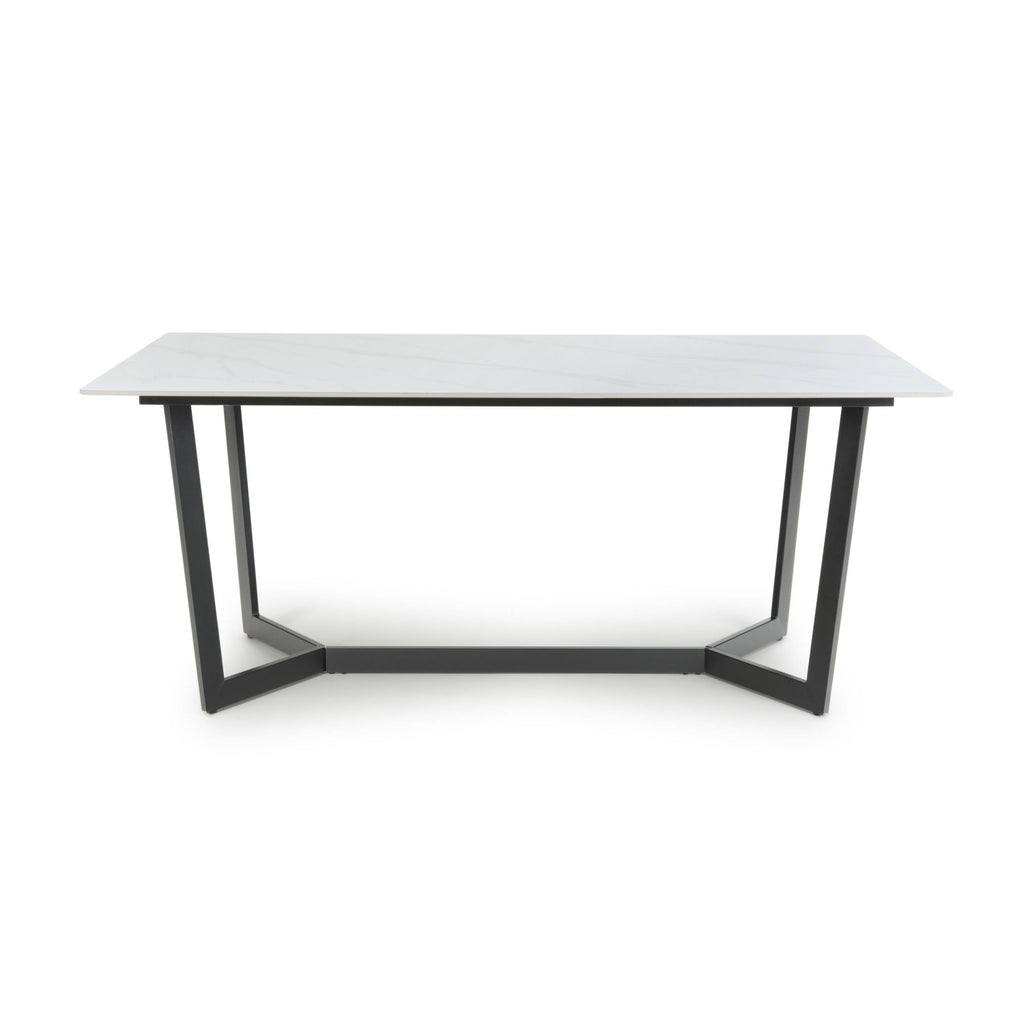 White Gloss 1.8m Large Dining Table with Geometric Base
