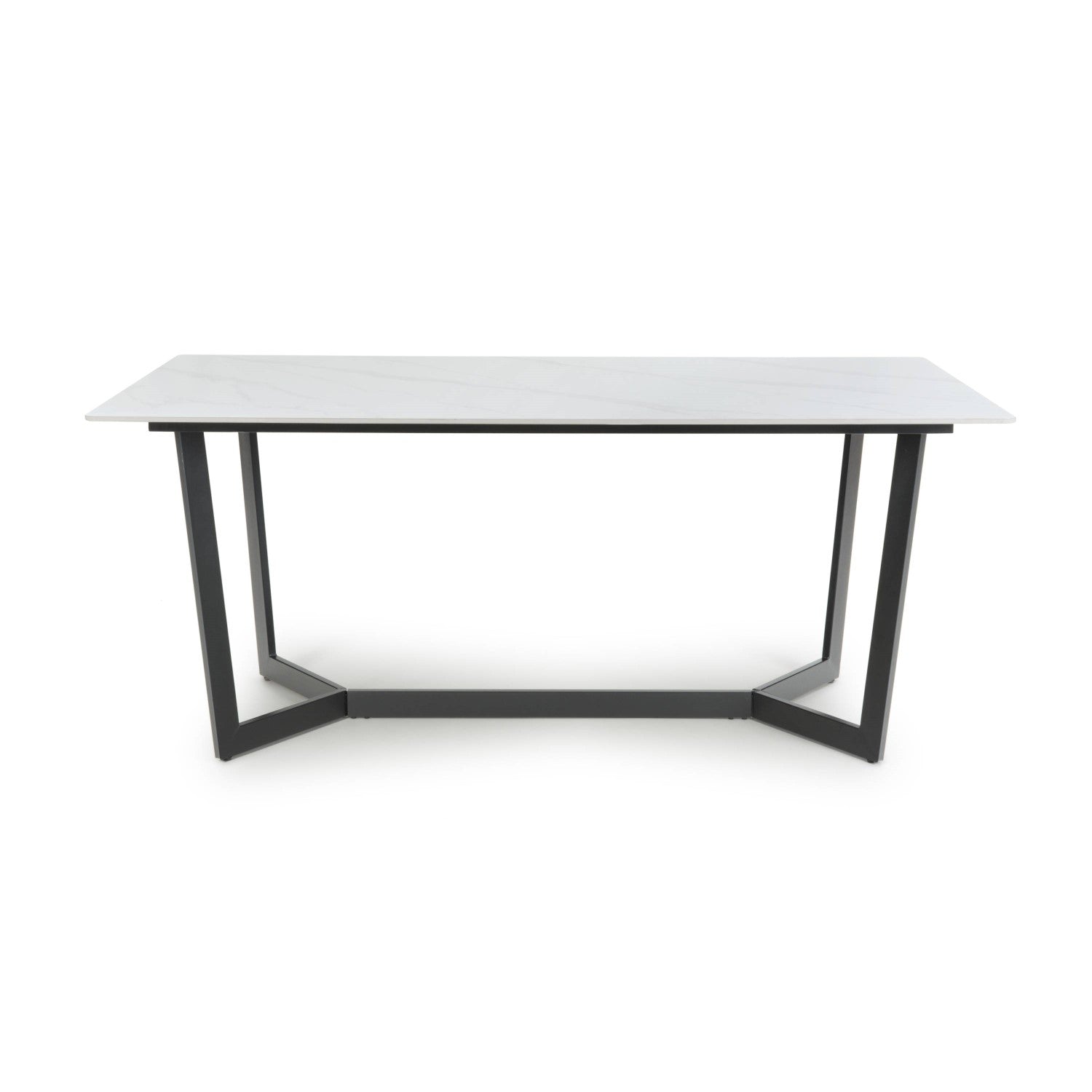 White Gloss 1.8m Large Dining Table with Geometric Base