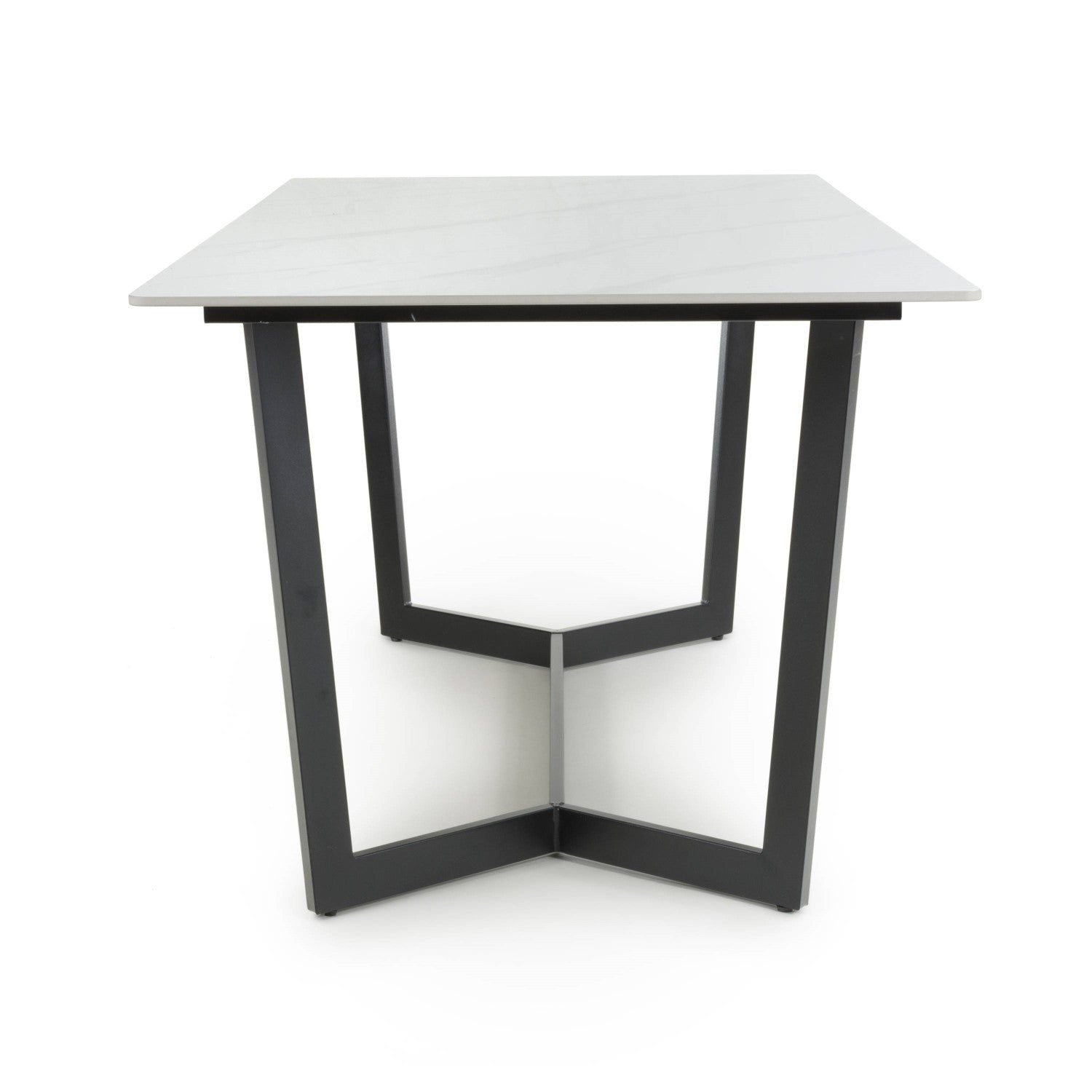 White Gloss 1.8m Large Dining Table with Geometric Base