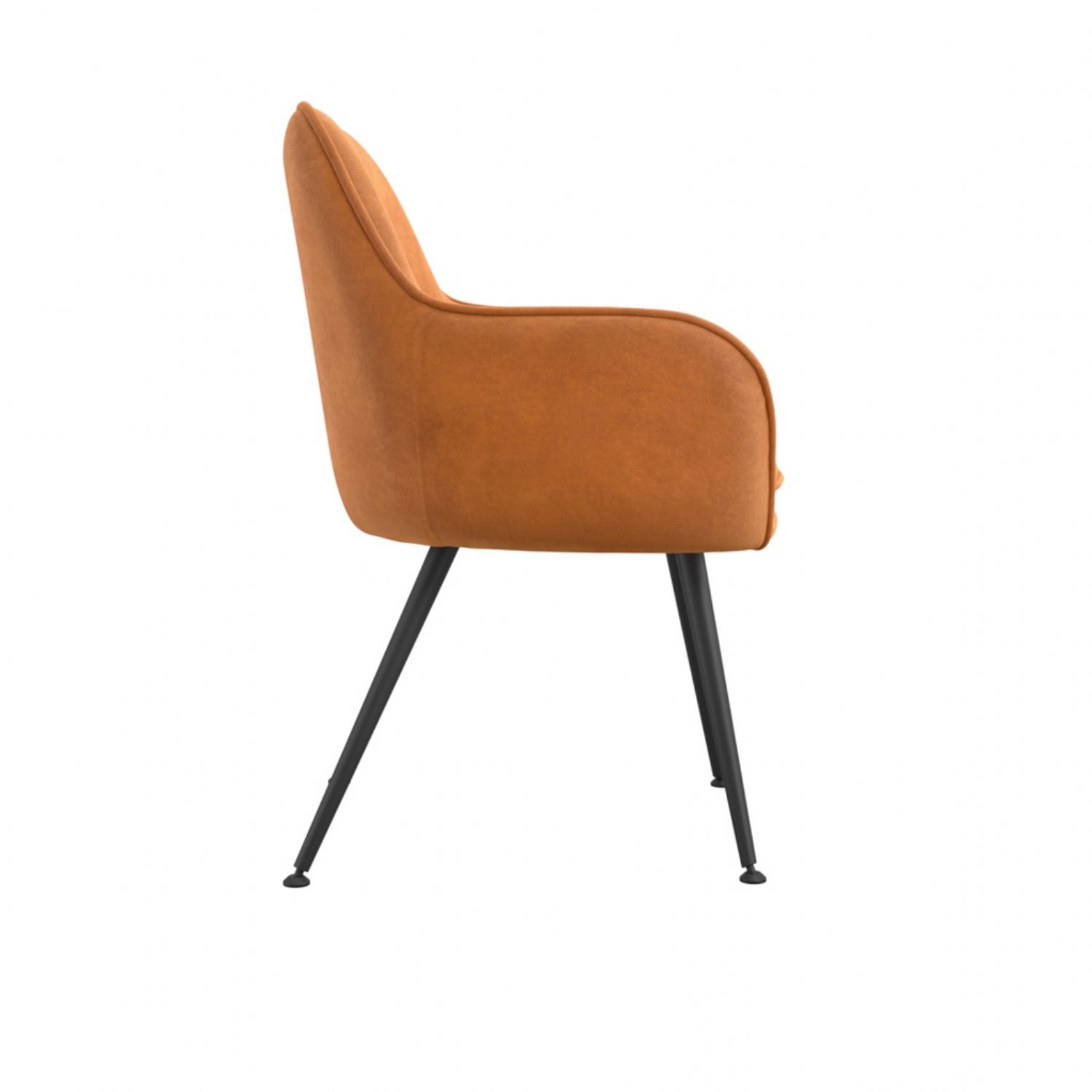 Orange Velvet Upholstered Dining Chair with Black Metal Legs