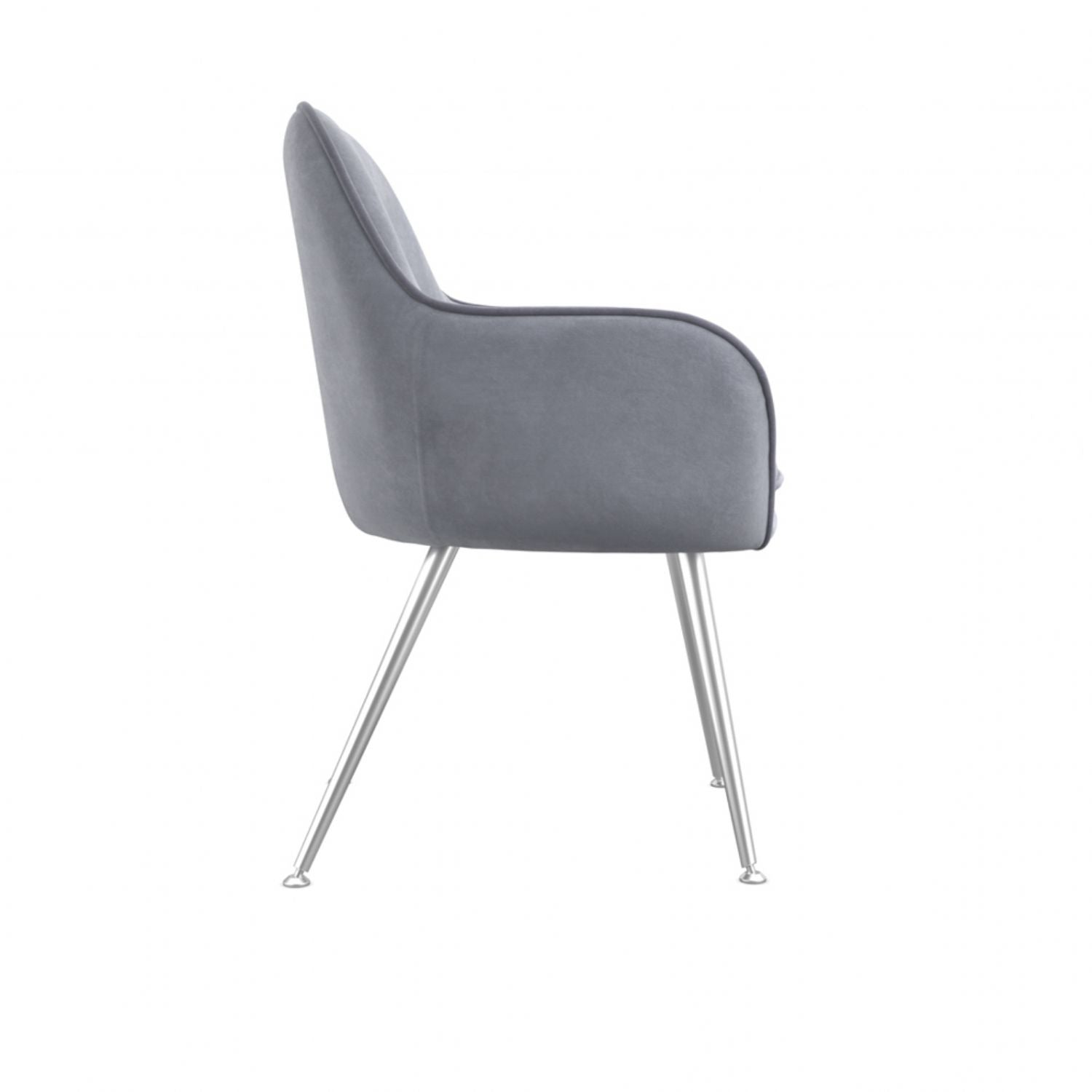 Grey Velvet Dining Chair with Silver Metal Legs