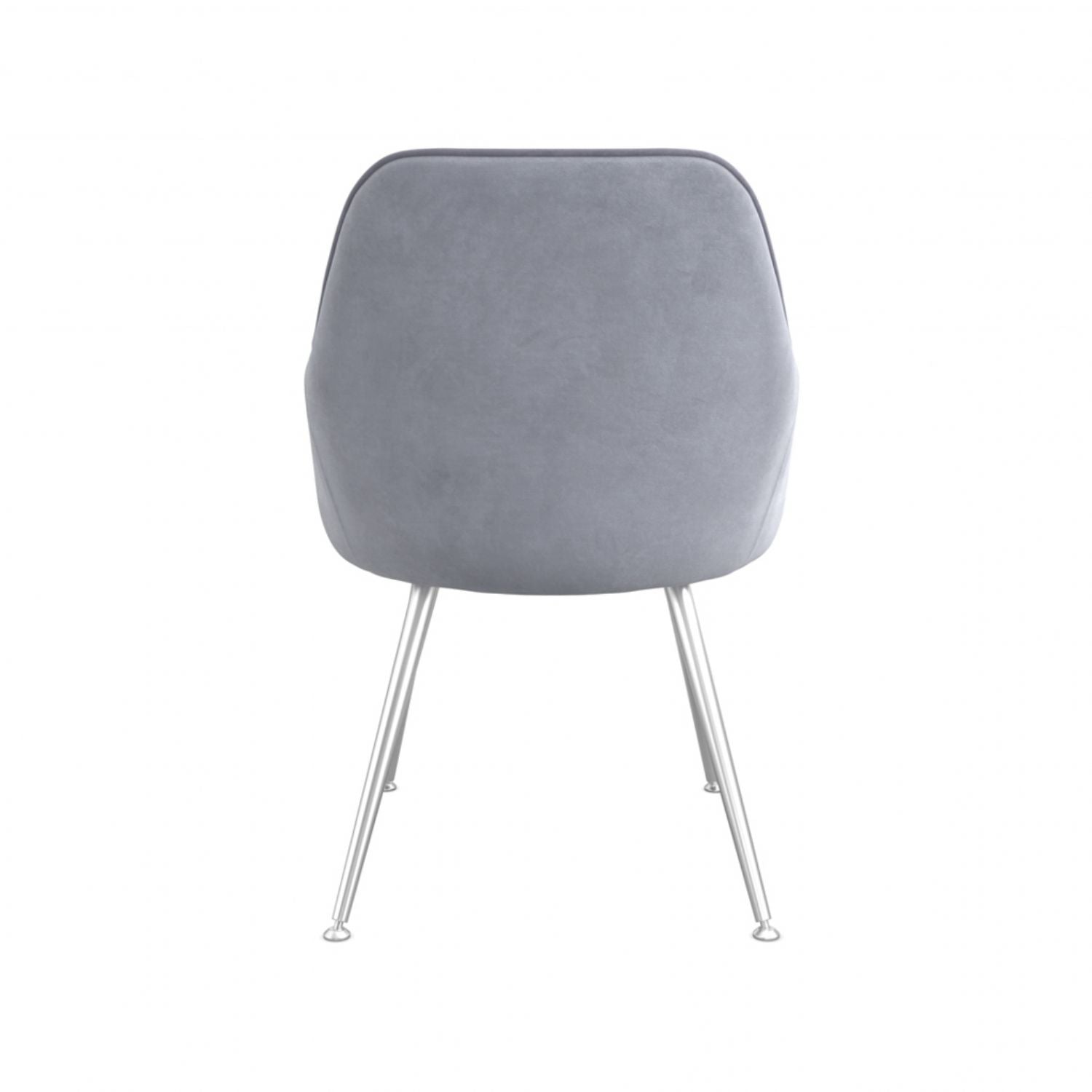 Grey Velvet Dining Chair with Silver Metal Legs