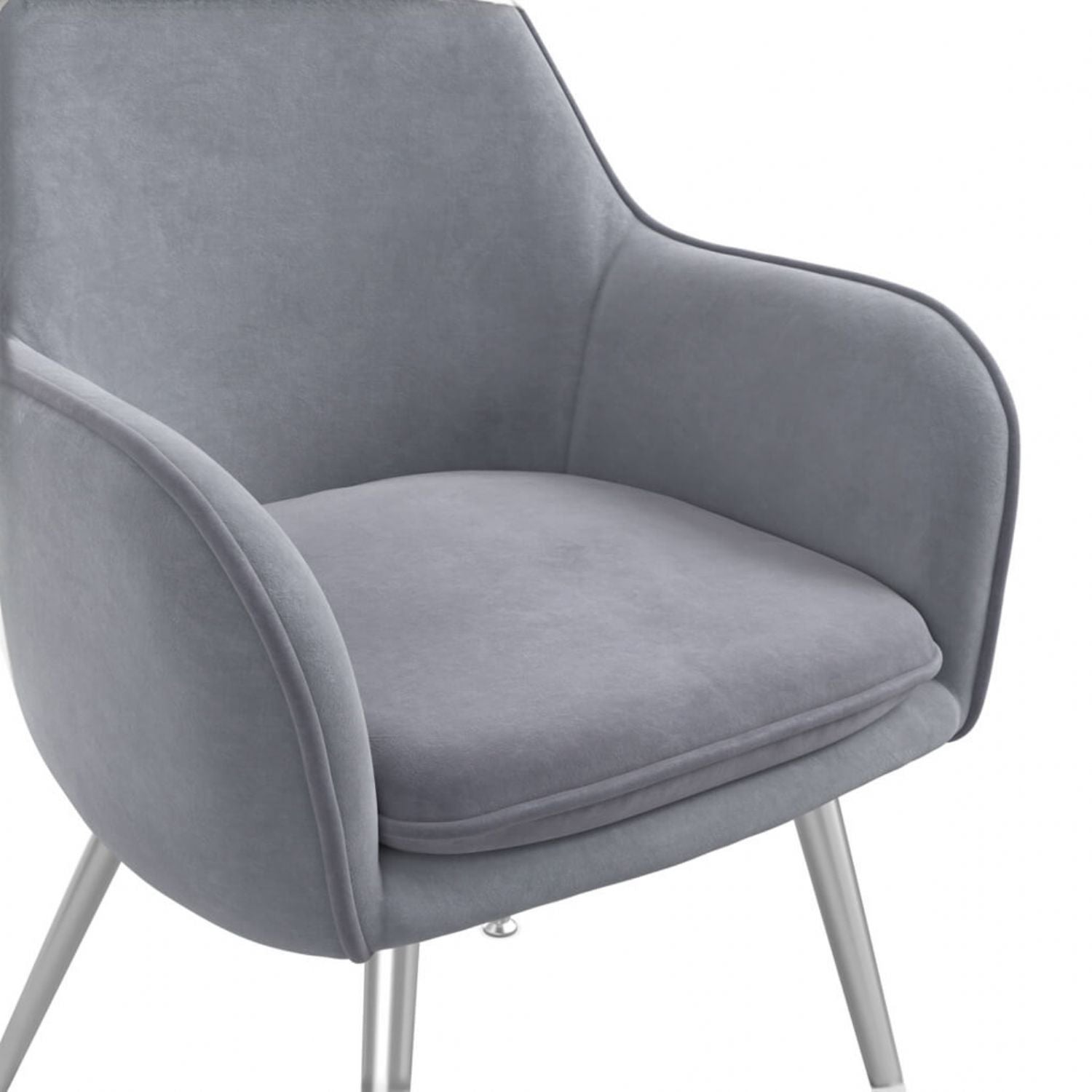Grey Velvet Dining Chair with Silver Metal Legs