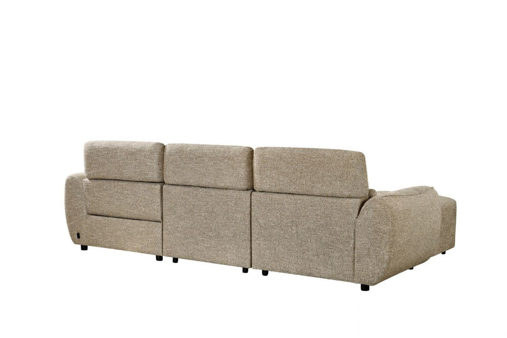 Mocha Fabric Electric Recliner Corner Sofa Right Hand Facing