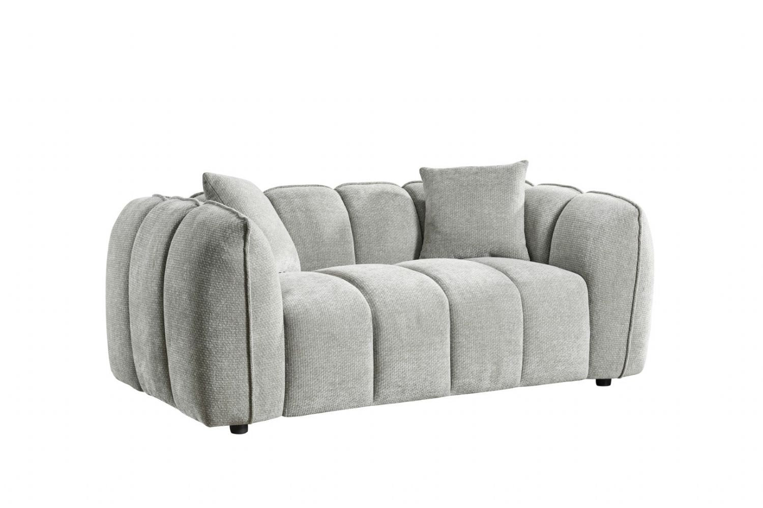 Grey Fabric Channel Tufted 2 Seater Sofa