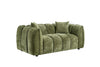Olive Green Fabric Channel Tufted Design 2 Seater Sofa
