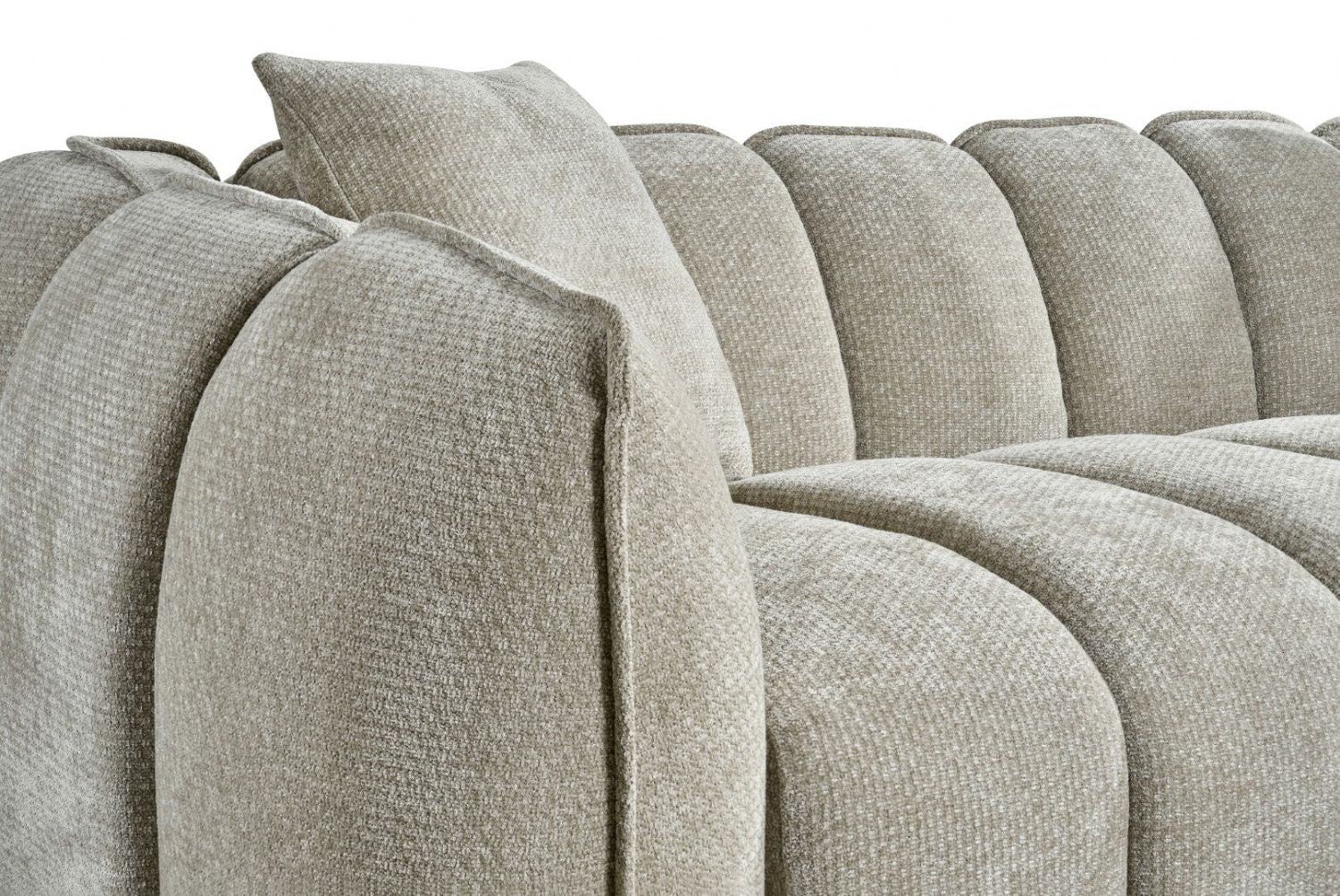 Beige Fabric Channel Tufted Design 2 Seater Sofa