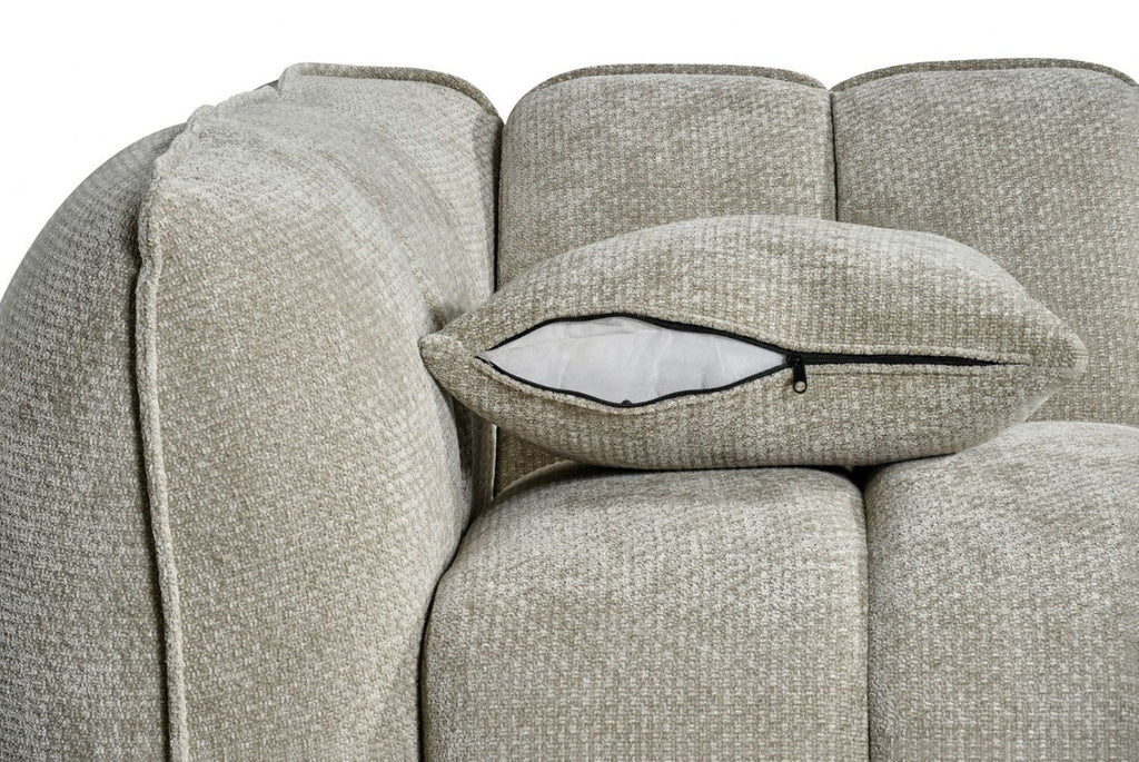 Beige Fabric Channel Tufted Design 2 Seater Sofa