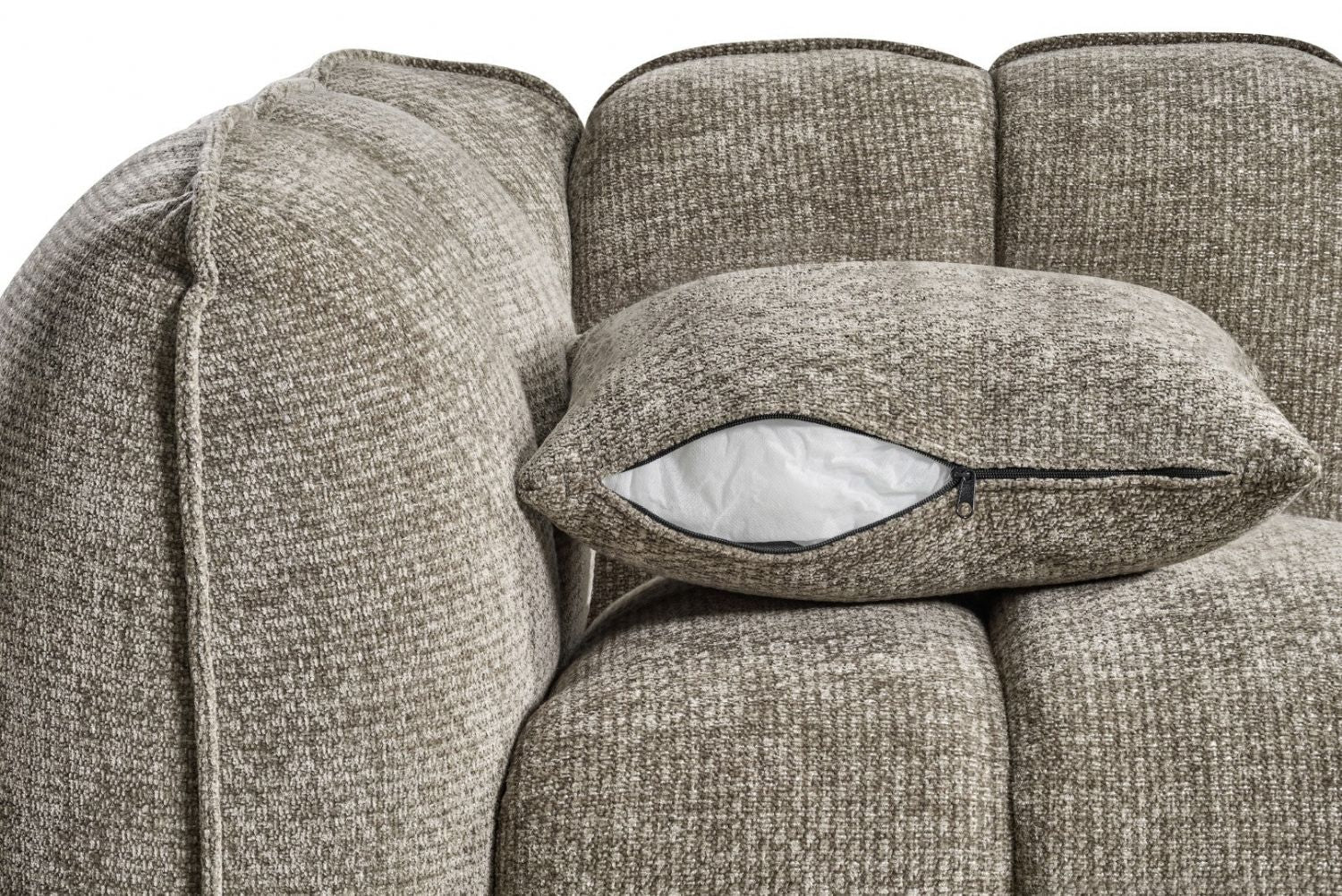 Mocha Fabric Channel Tufted Design 2 Seater Sofa