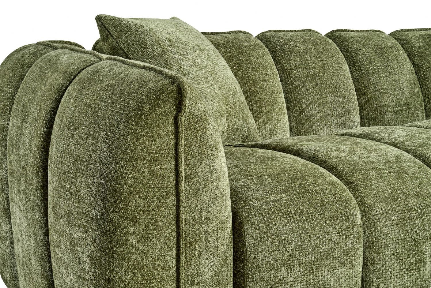 Olive Green Fabric Channel Tufted Design 2 Seater Sofa