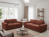 Berry Red Woven Fabric Upholstery 3+2 Seater Sofa Set