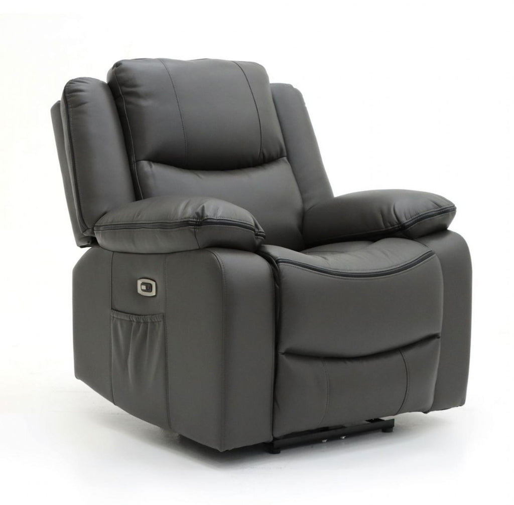 Black Leather Effect Electric Recliner Armchair