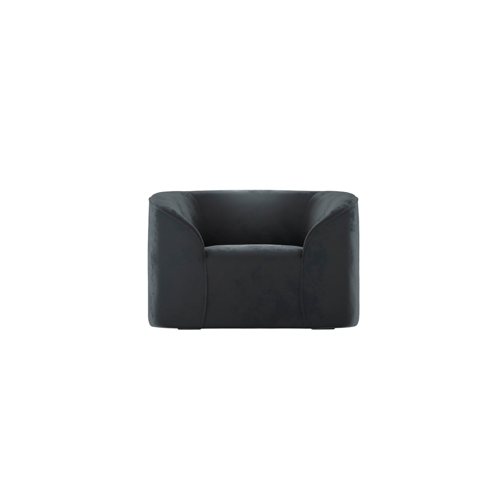 Black Velvet Fabric Upholstered Accent Chair with Curved Back