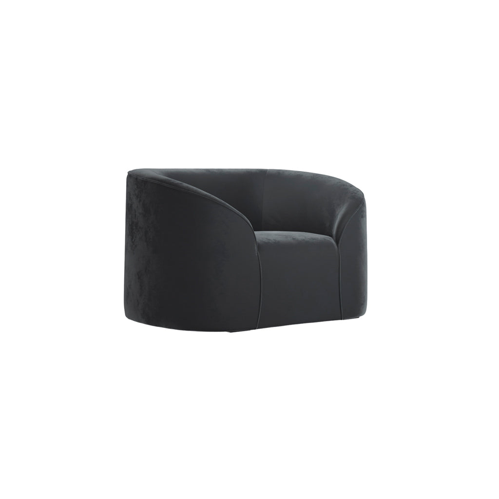 Black Velvet Fabric Upholstered Accent Chair with Curved Back