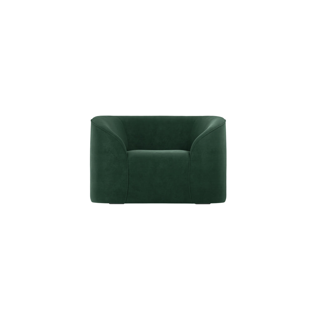 Forest Green Velvet Fabric Upholstered Accent Chair with Curved Back