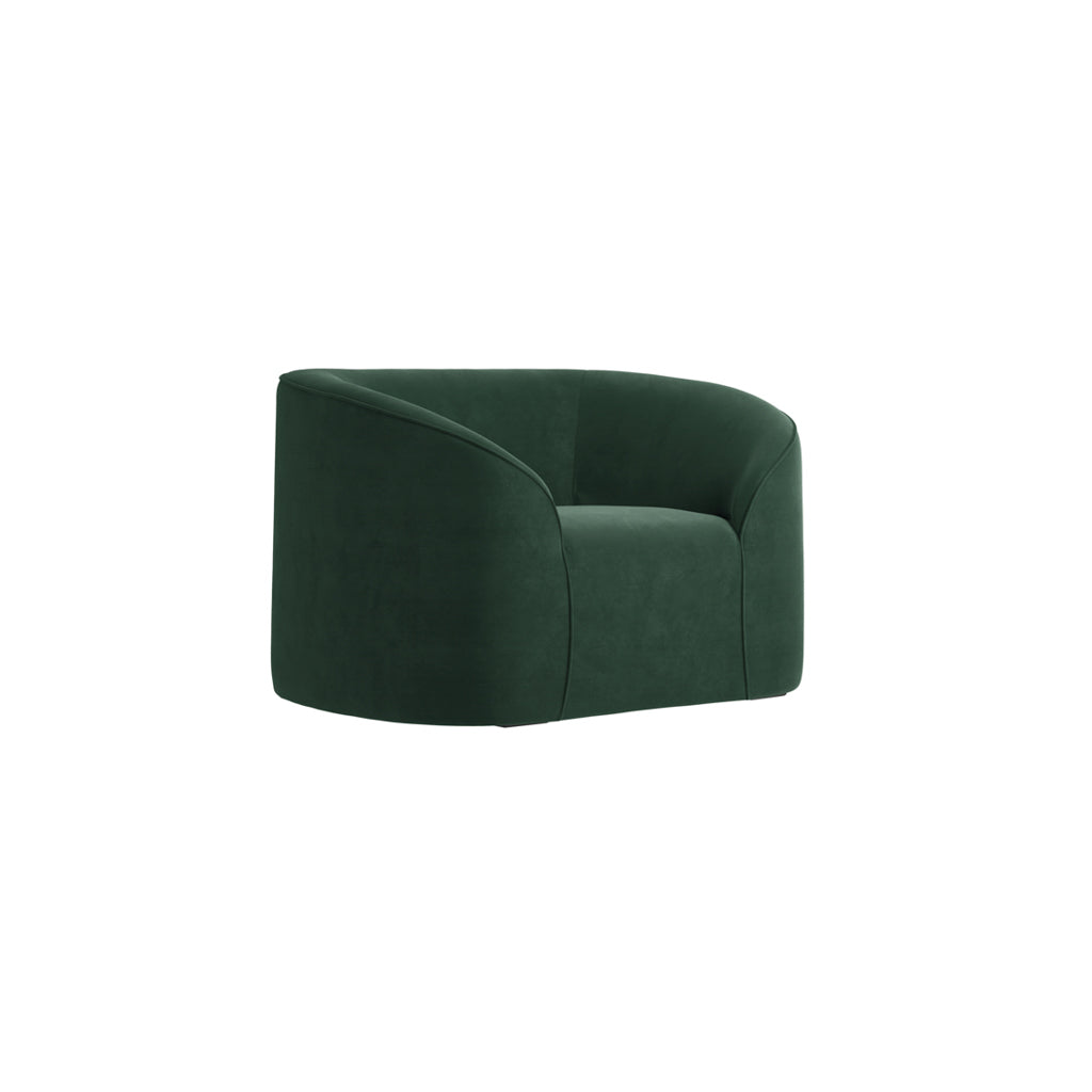 Forest Green Velvet Fabric Upholstered Accent Chair with Curved Back