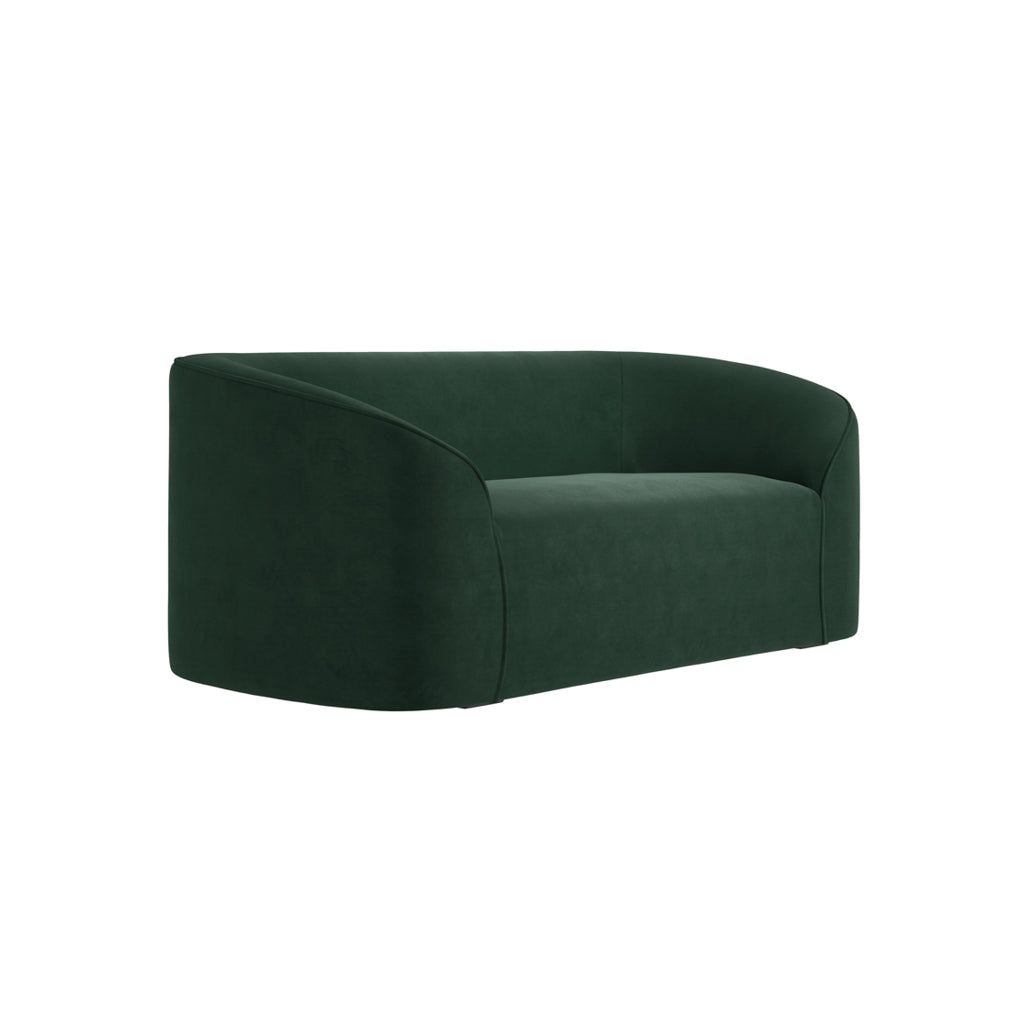 2 Seater Curved Sofa Forest Green Velvet Upholstery