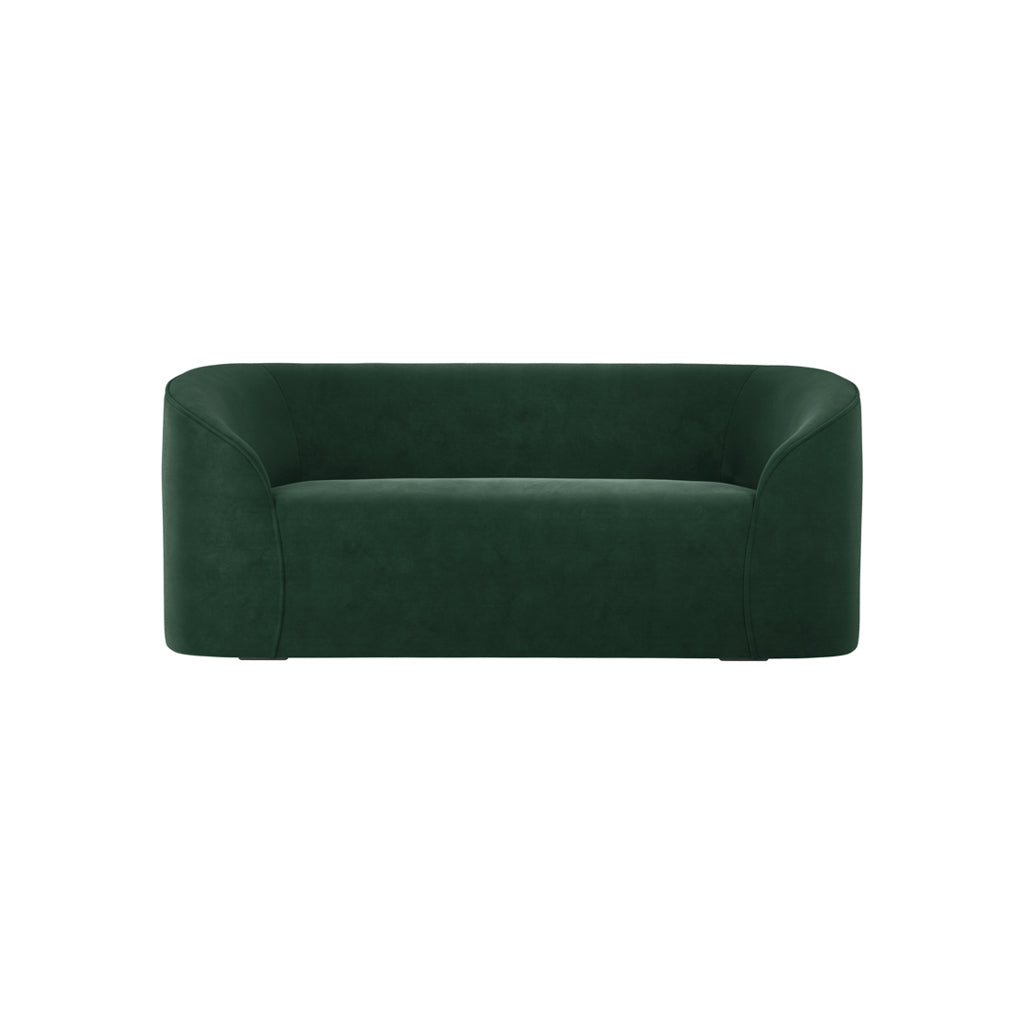 2 Seater Curved Sofa Forest Green Velvet Upholstery