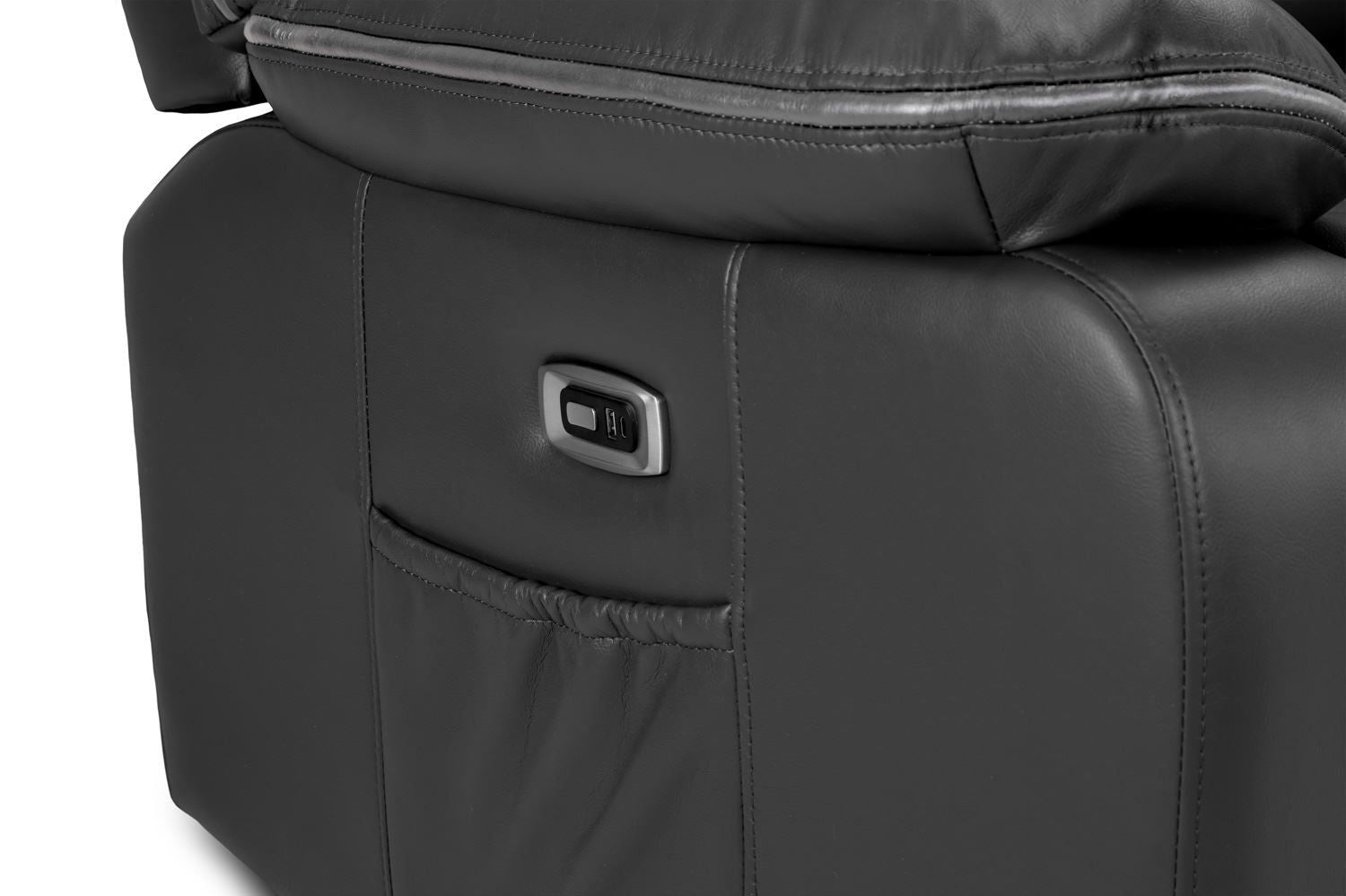 Black Leather 2 Seater High Back Electric Recliner Sofa