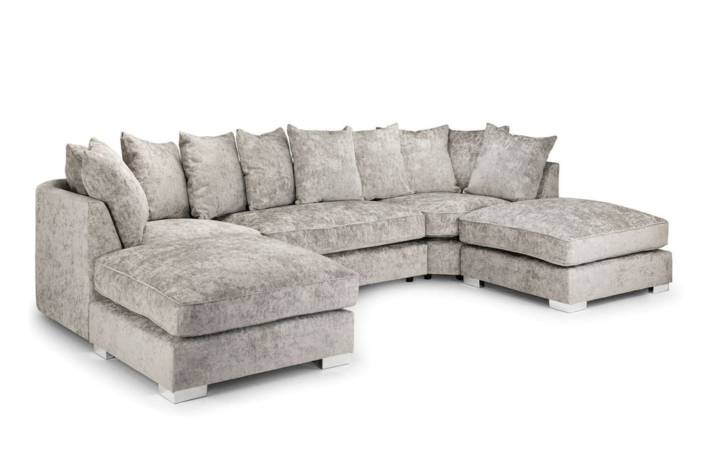 Truffle Fabric U Shape Pillow Back Large Corner Sofa