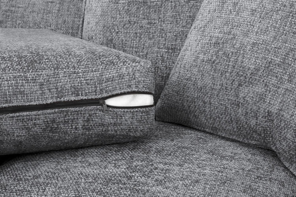 Slate Grey Fabric 2 Seater Sofa Walnut Wooden Feet