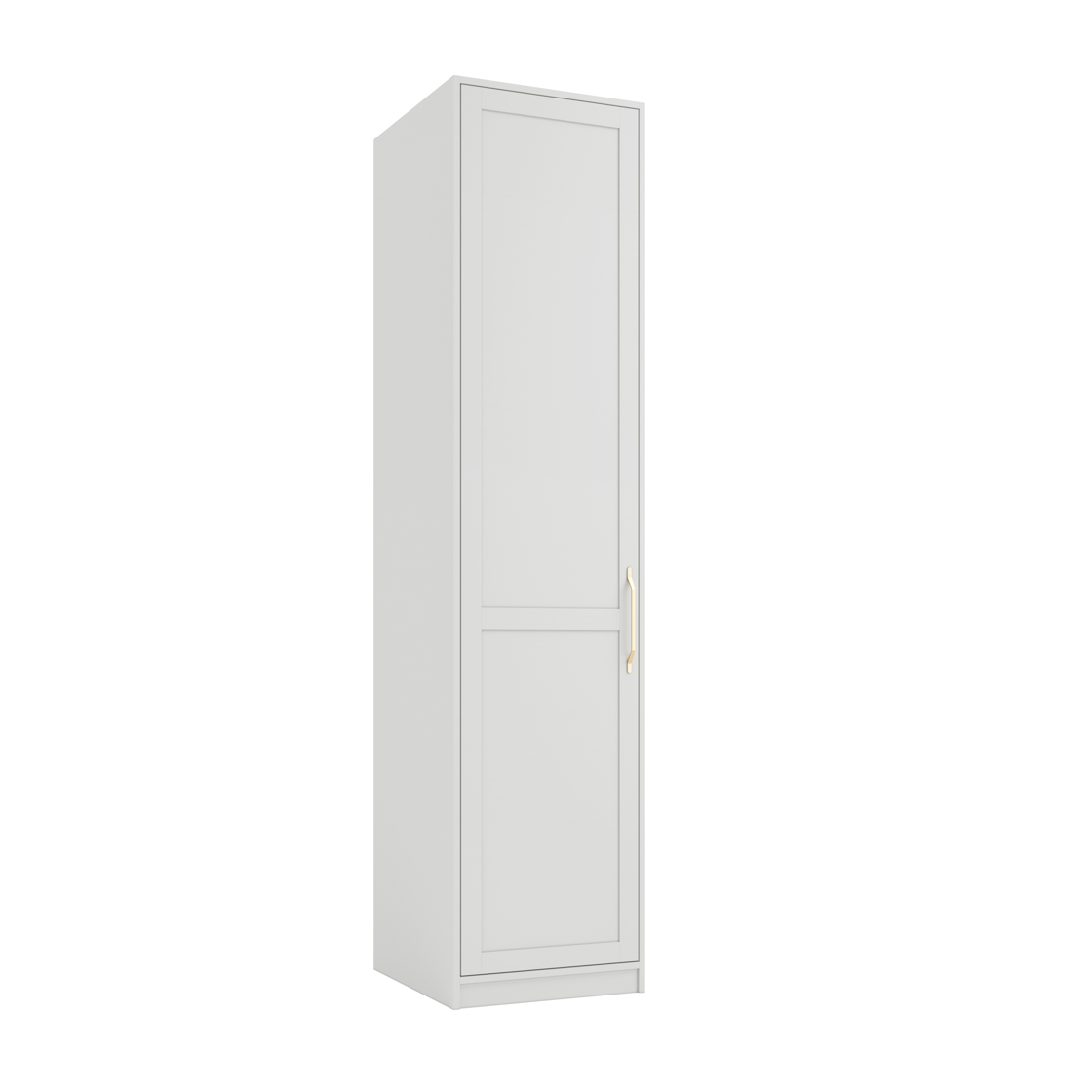 White 1 Door Single Narrow Wardrobe with Brass Handles