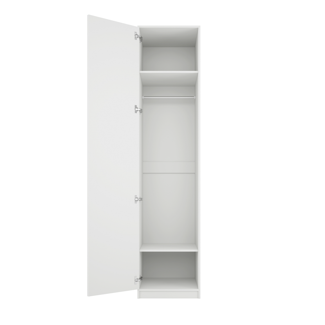 White 1 Door Single Narrow Wardrobe with Brass Handles