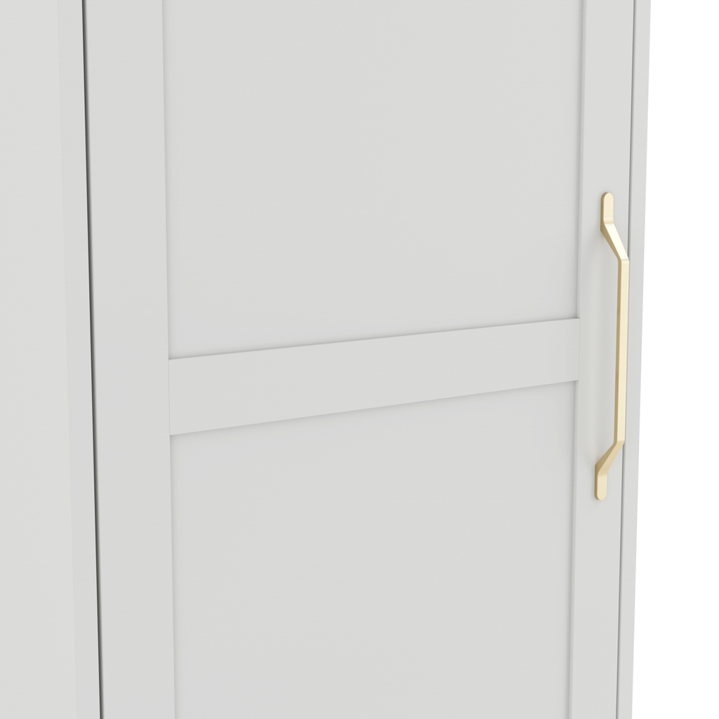 White 1 Door Single Narrow Wardrobe with Brass Handles
