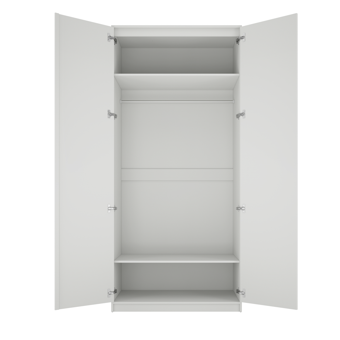 Shaker Style White 2 Door Double Wardrobe with Brass Handles
