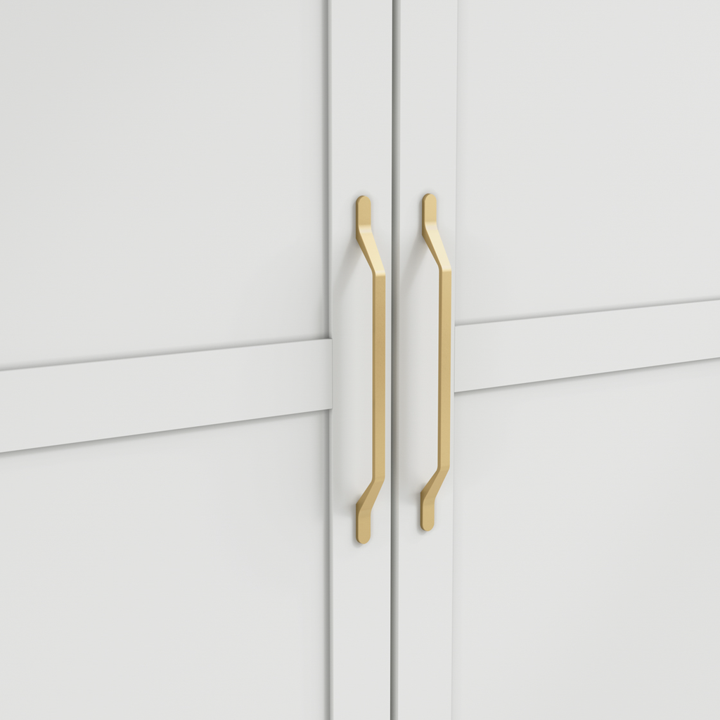 Shaker Style White 2 Door Double Wardrobe with Brass Handles