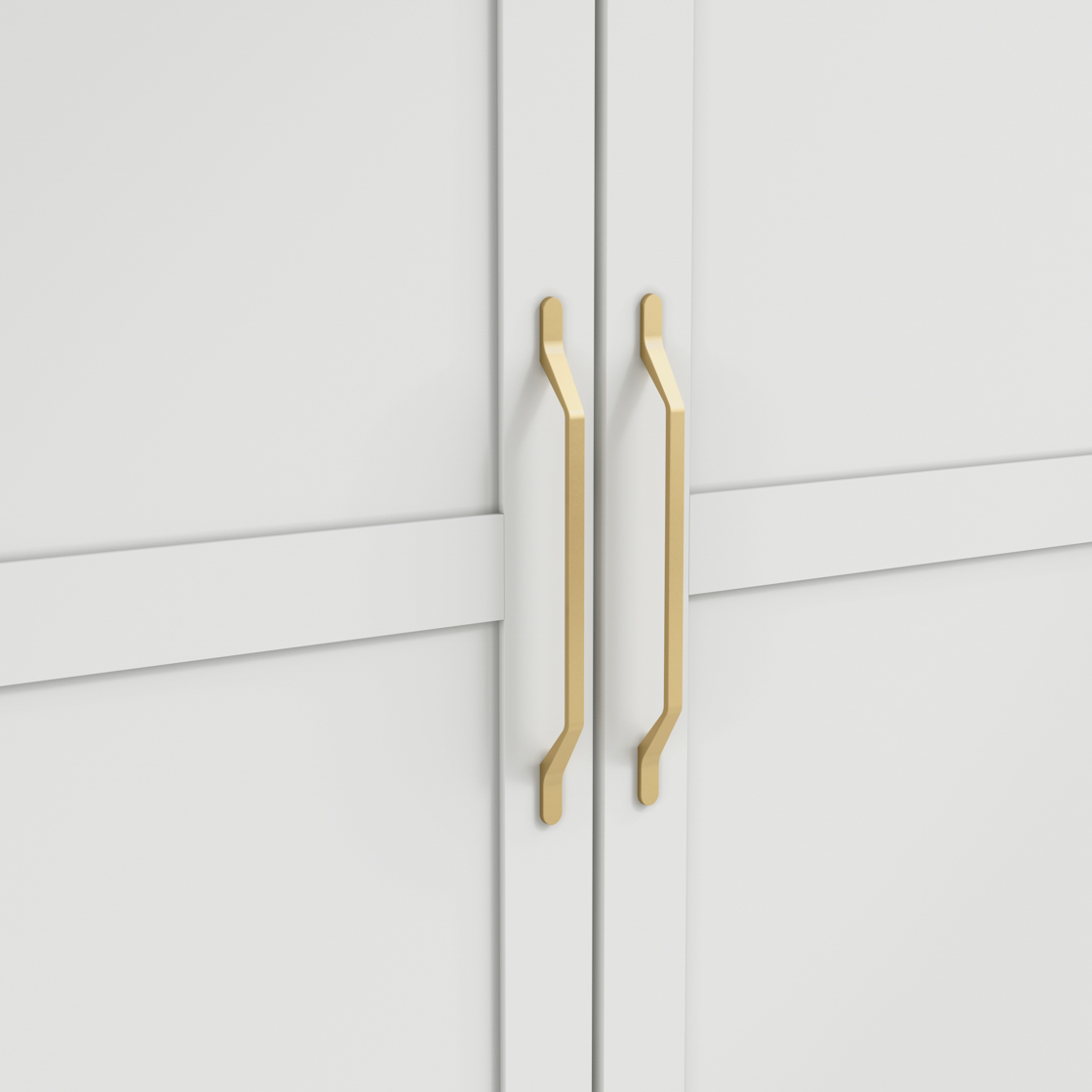 Shaker Style White 2 Door Double Wardrobe with Brass Handles