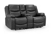 Black Leather 2 Seater High Back Electric Recliner Sofa
