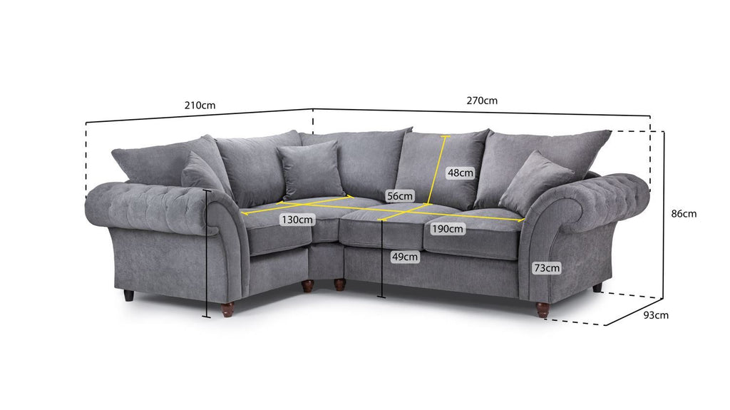 Stone Fabric Left Hand Facing Fullback Corner Sofa