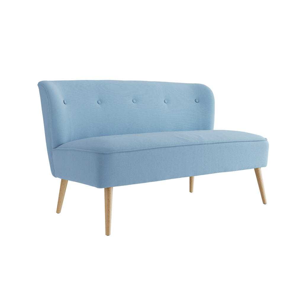 Blue Fabric 2 Seater Buttoned Back Sofa Bed
